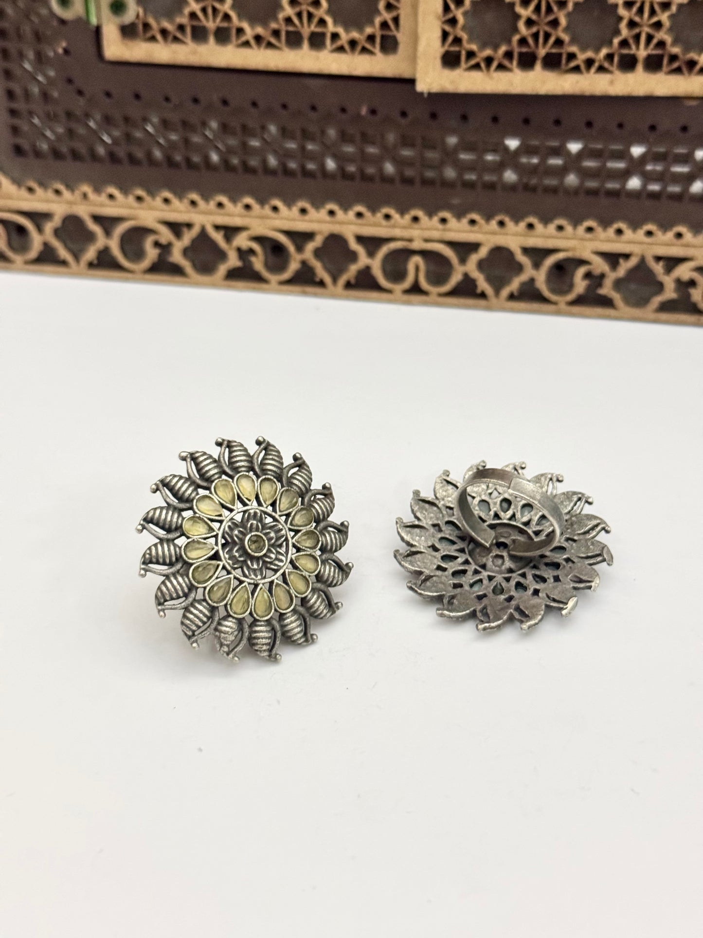 Premium Brass made oxidised Adjustable Ring
