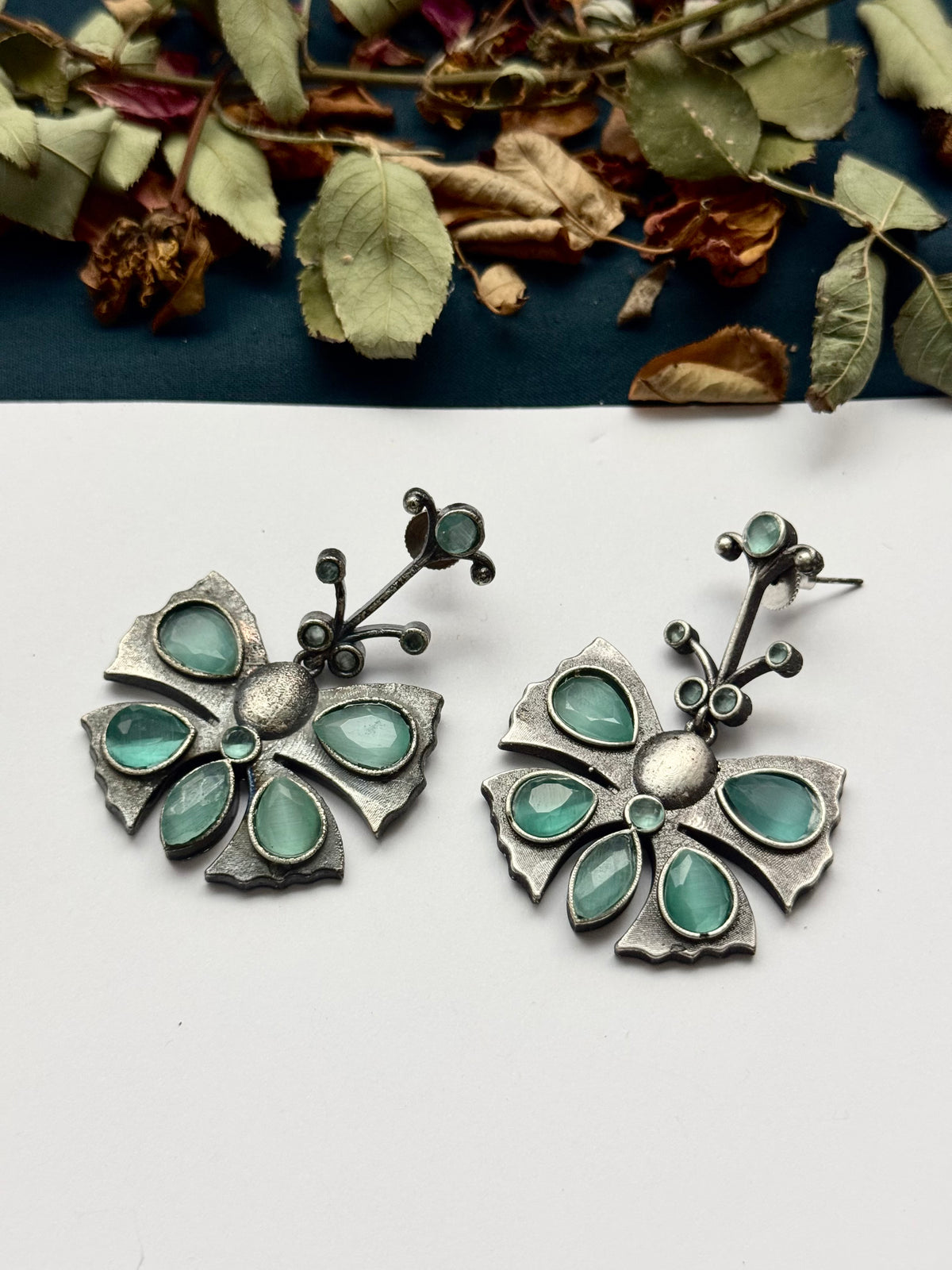 Premium Oxidised Brass Made Butterfly Earrings