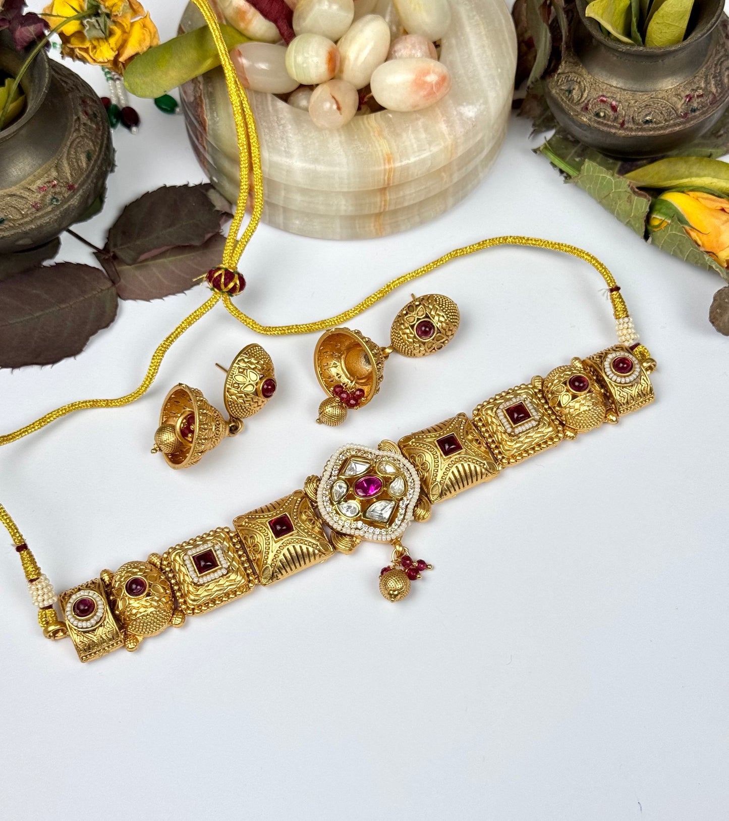 Rajwadi Brass made Designer Komal Choker Set