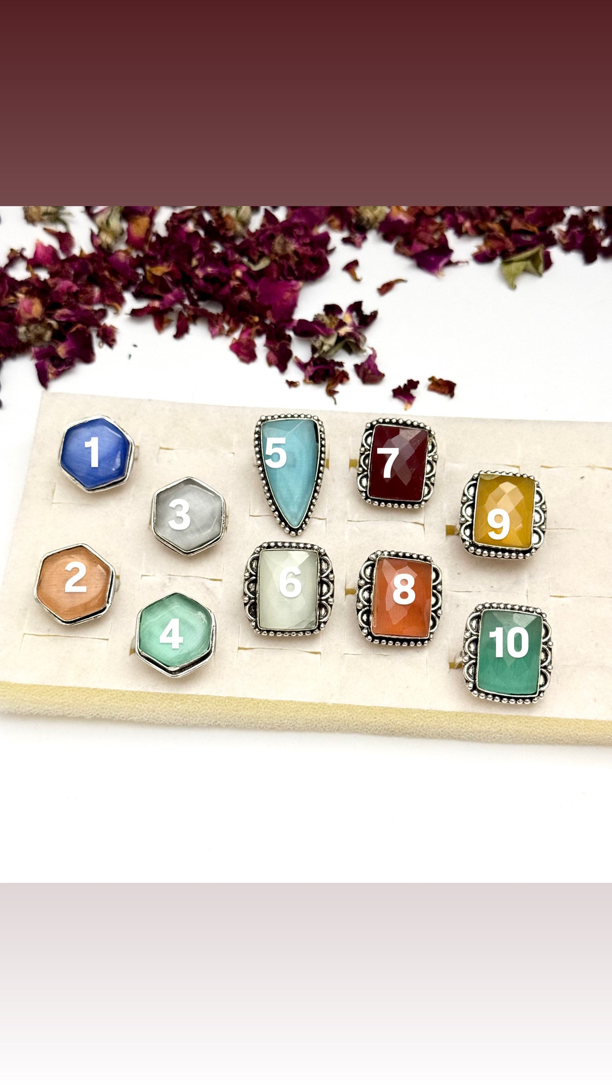 Premium Oxidised Adjustable Stone Rings