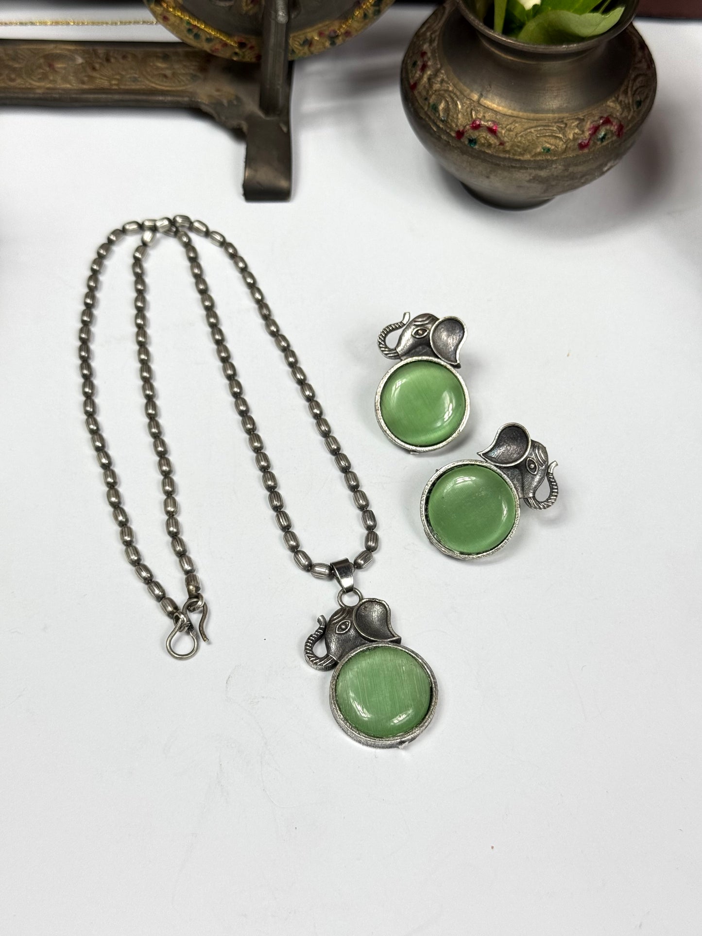 Premium Oxidised Rani Pendant Set