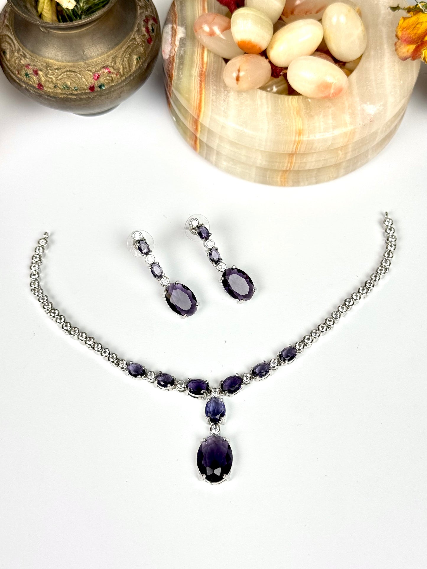 American Diamond 1 karat Necklace set