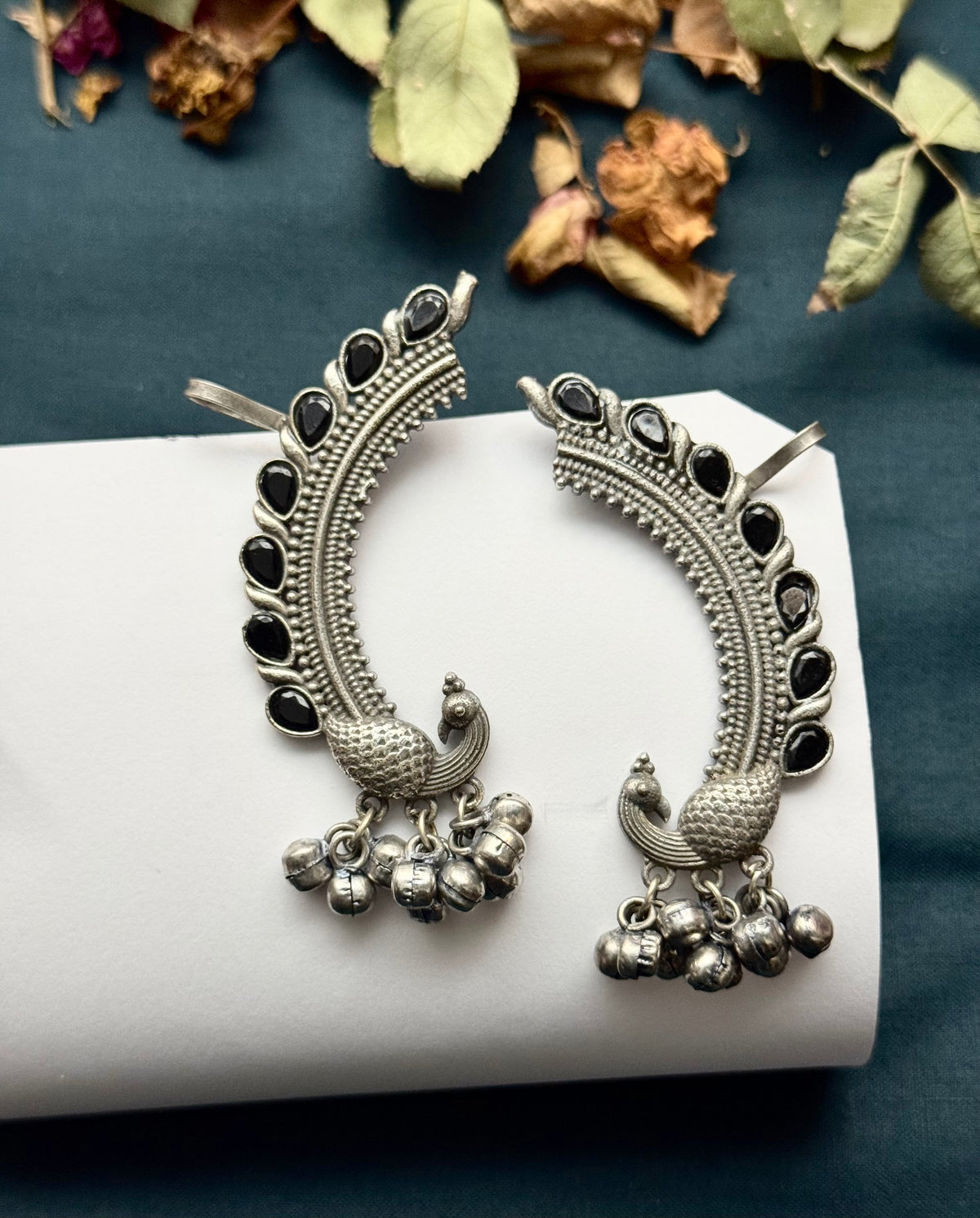 Premium Brass made Oxidised jasmine Earcufs