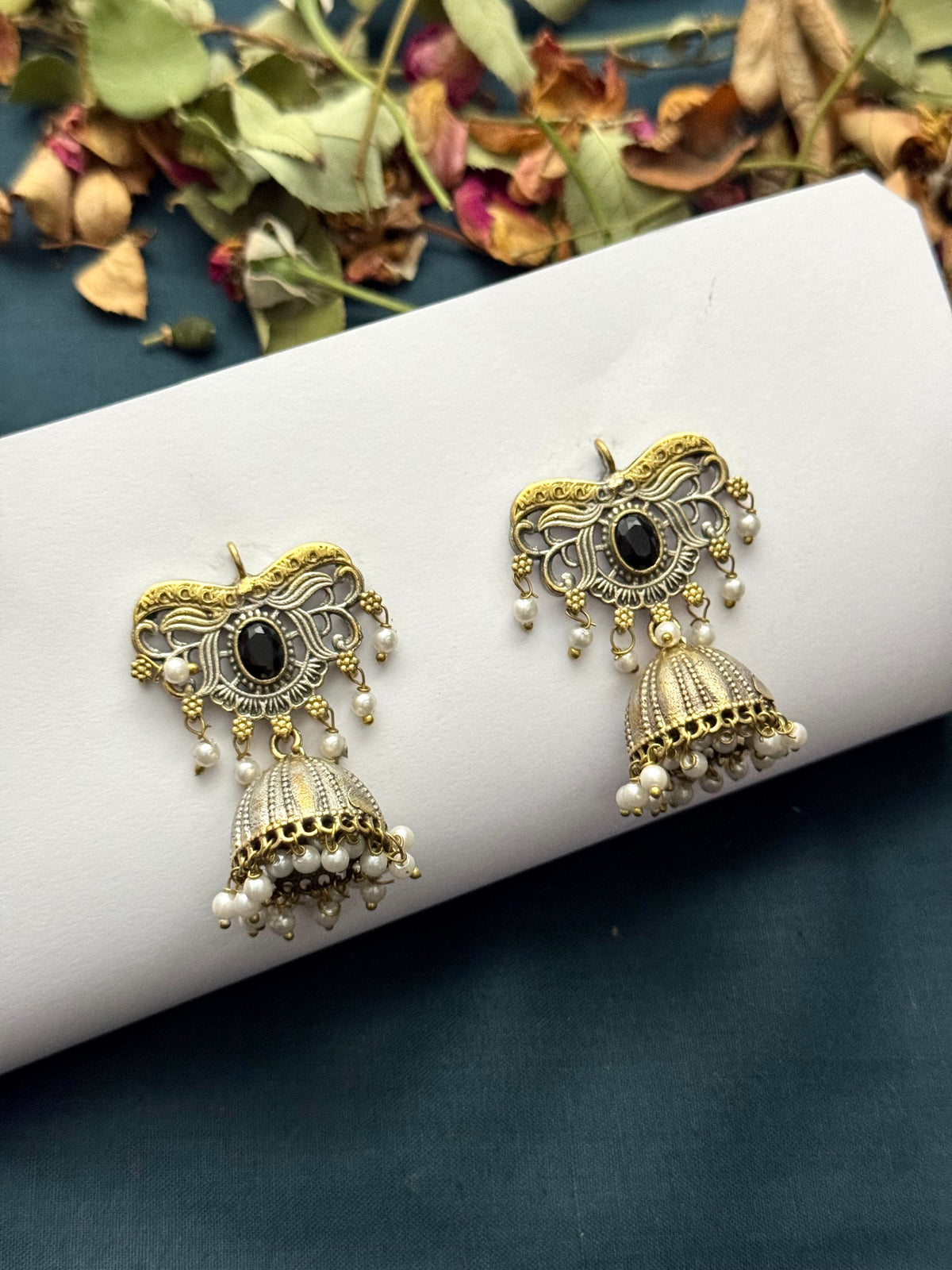 Premium Dual tone Oxidised Brass Made jhumka