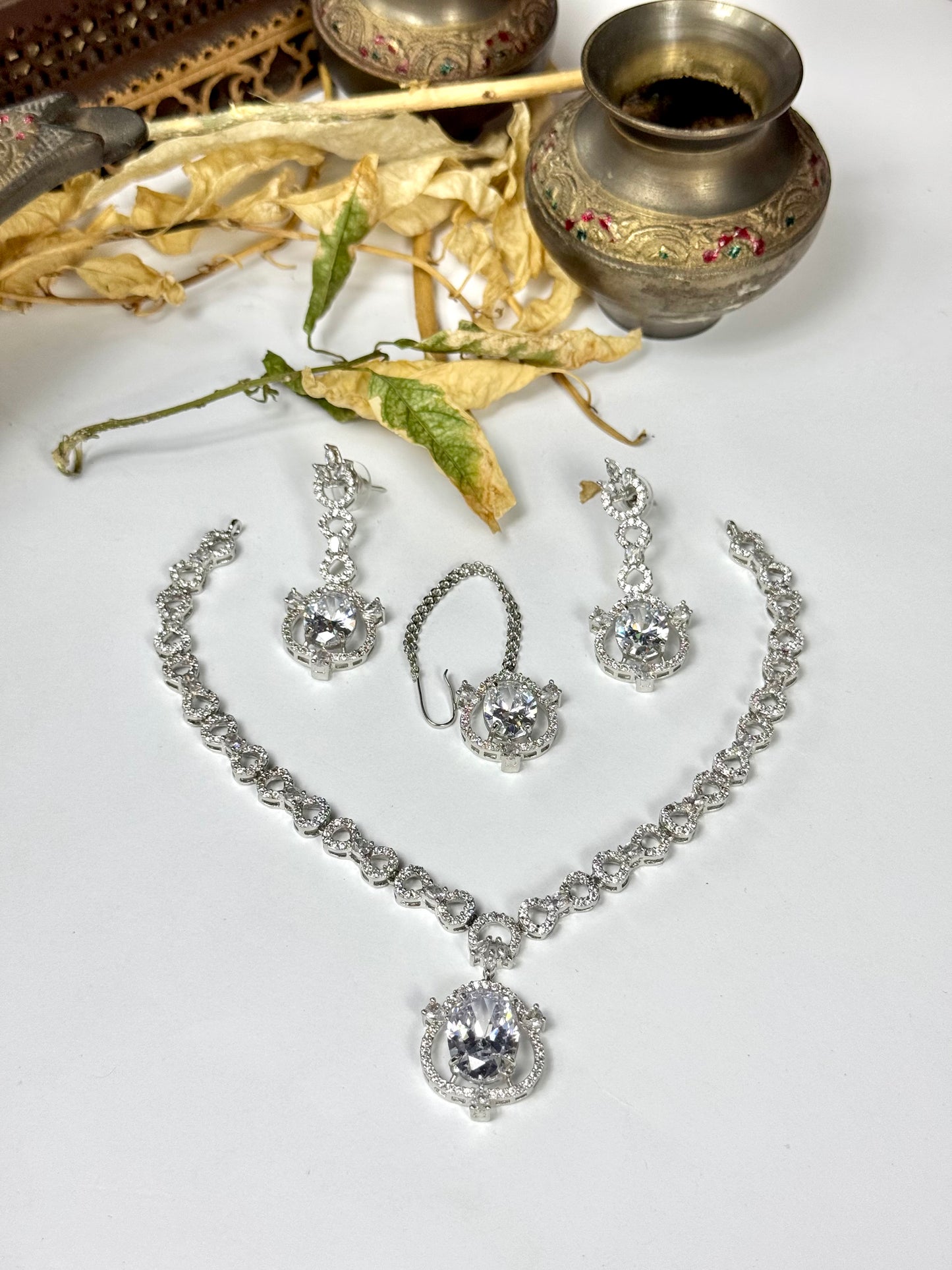 American Diamond 1 karat Necklace Set