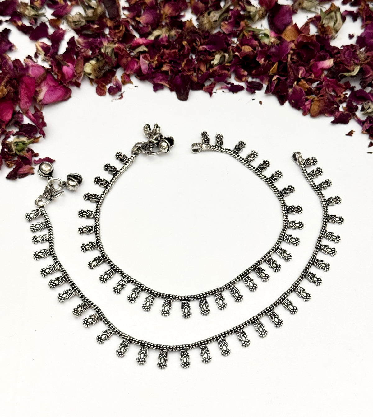 Premium German silver Oxidised Payal pair