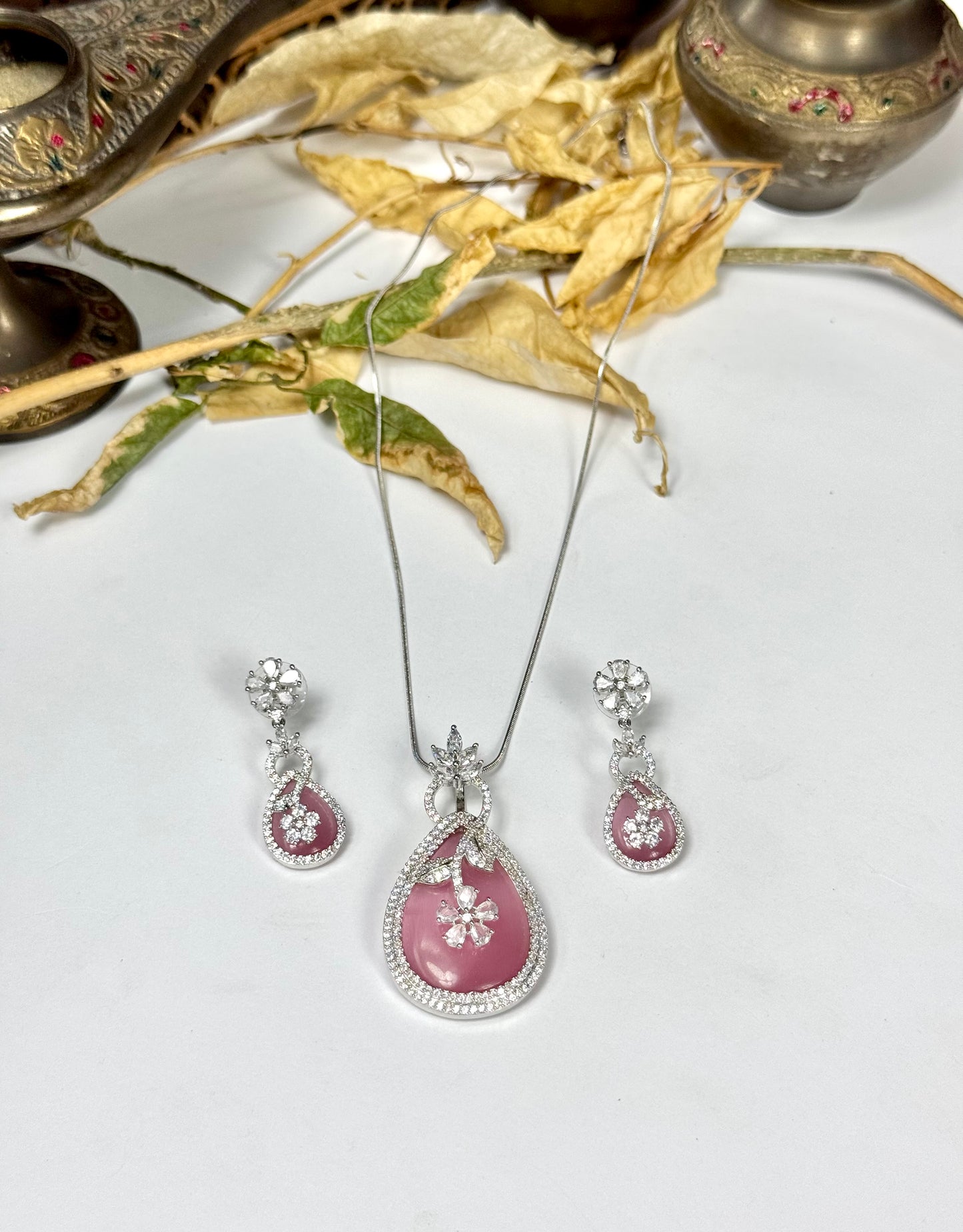 American Diamond 1 karat Pendant sets