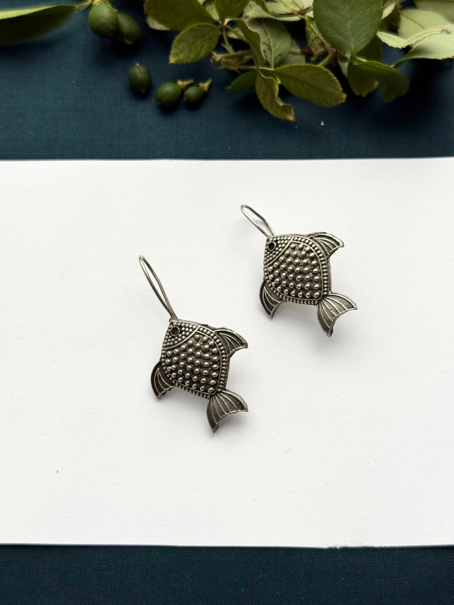 Premium oxidised Brass made fish Earrings