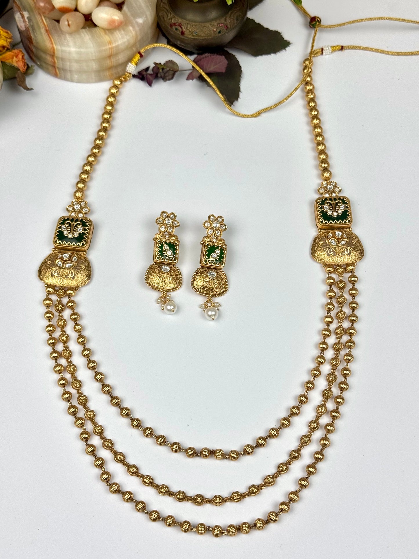Rajwadi Brass Made Designer Mala set