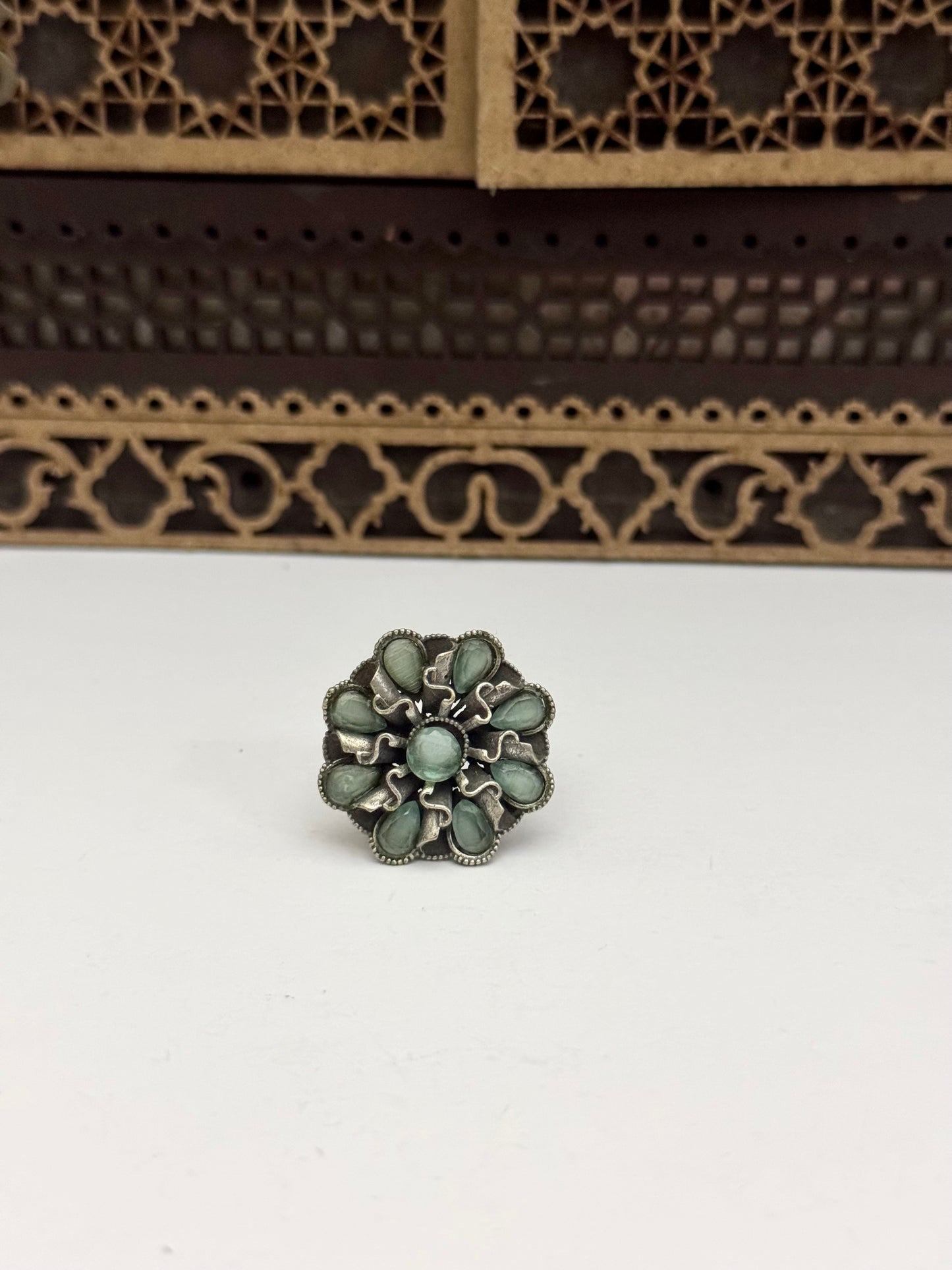 Premium Brass made oxidised Adjustable Ring