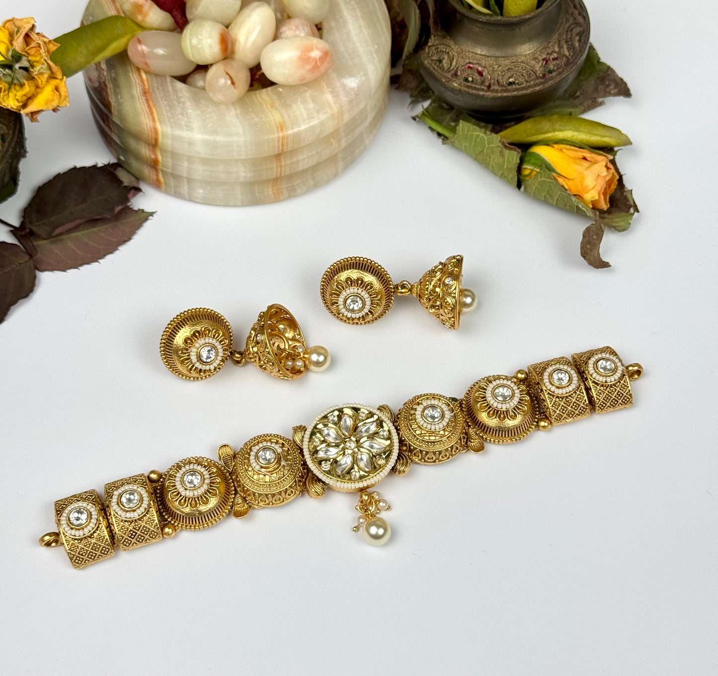 Rajwadi Brass made Designer Mahjabeen Choker set