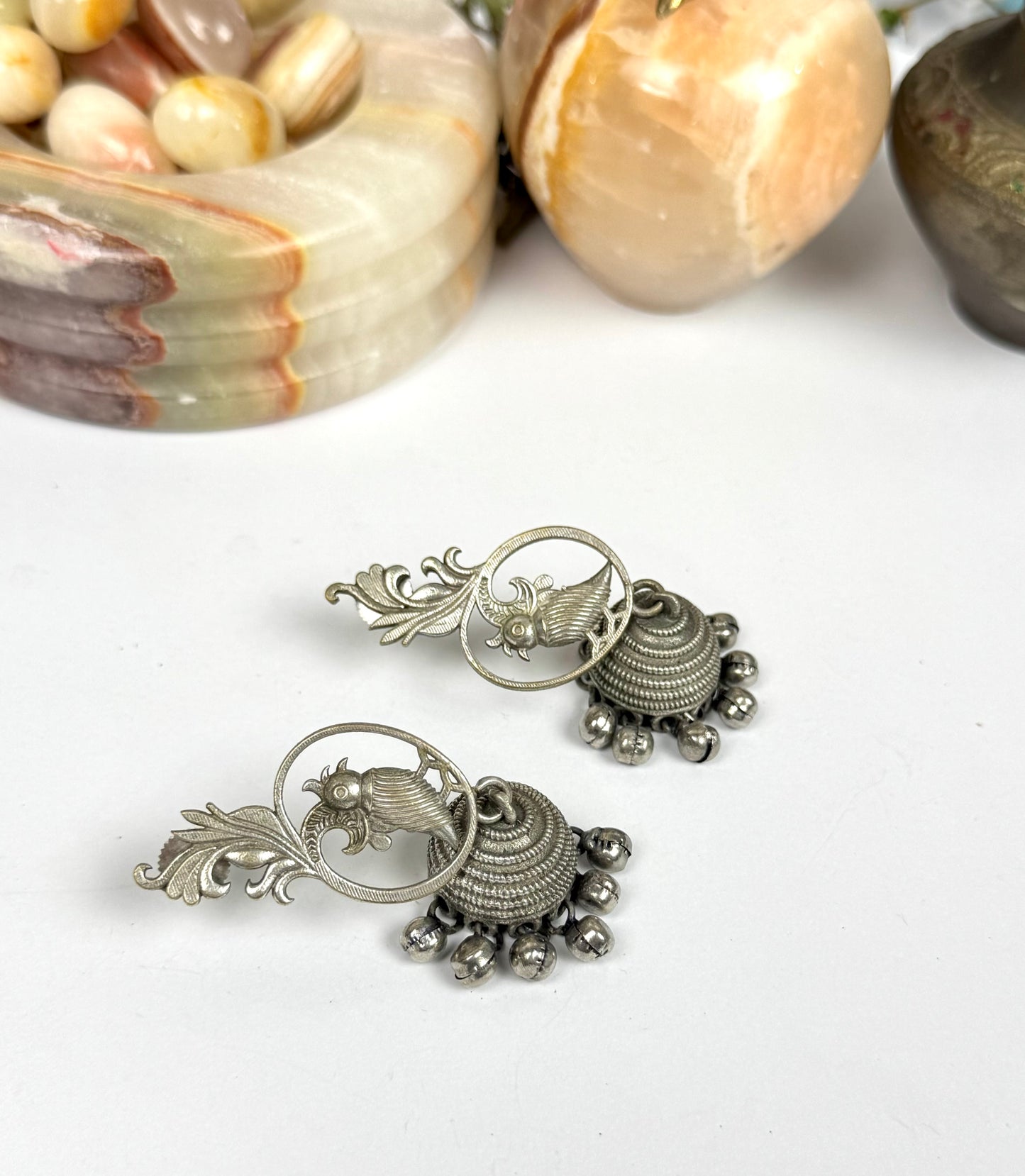 Premium Oxidised Brass Made bird Jhumka