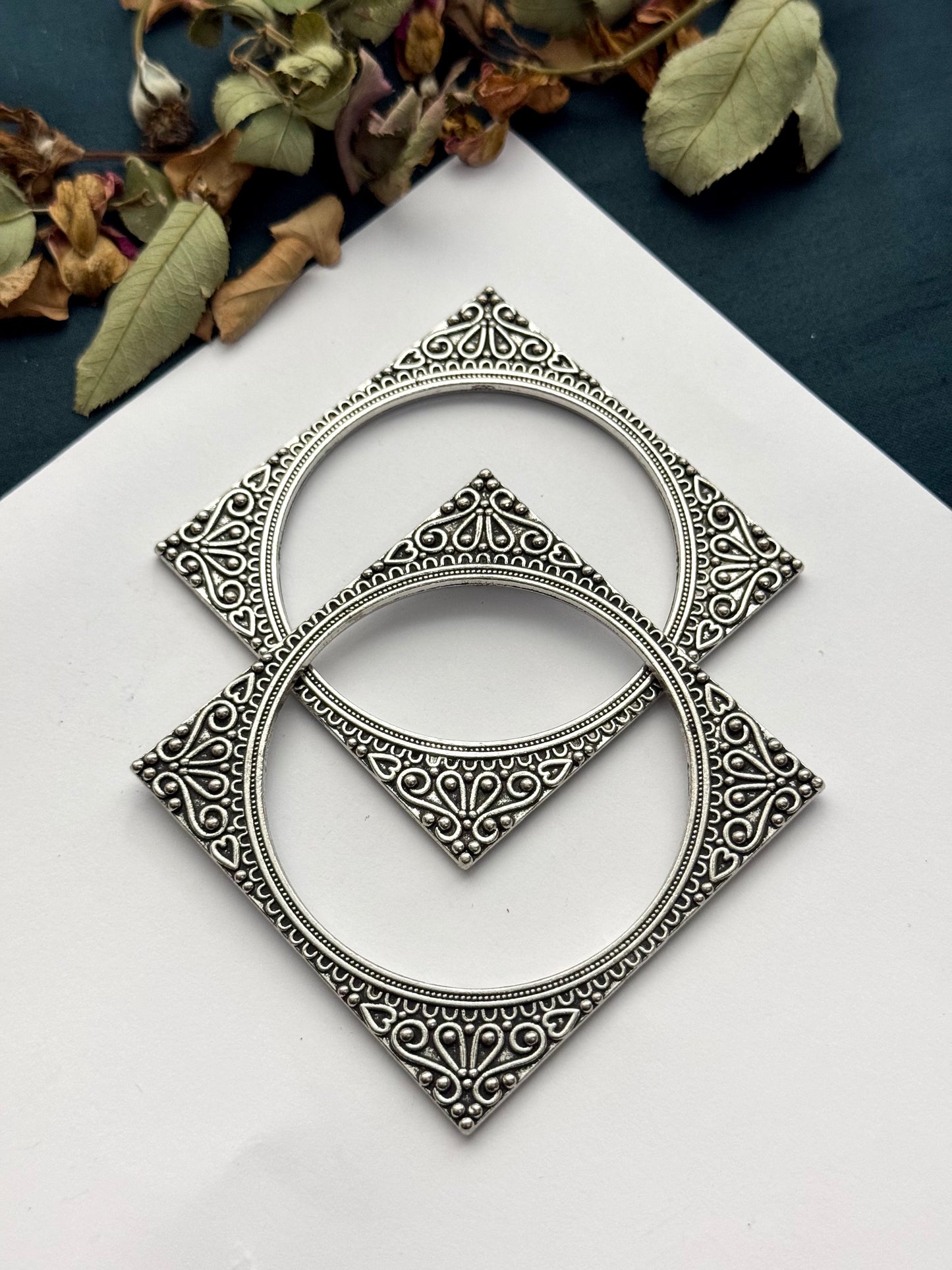 Oxidised Square Bangle pair