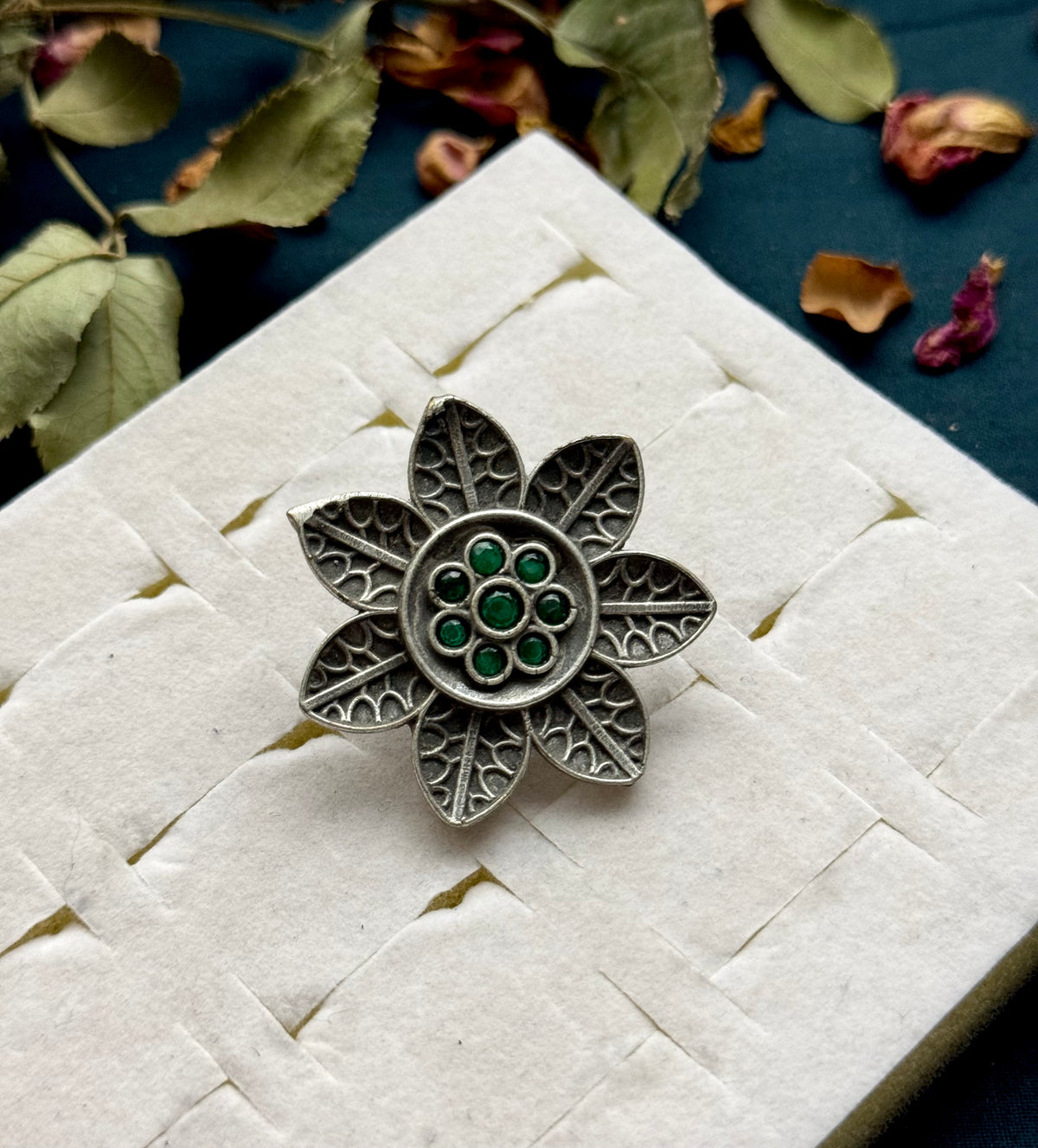 Premium Brass made Oxidised Adjustable Ring