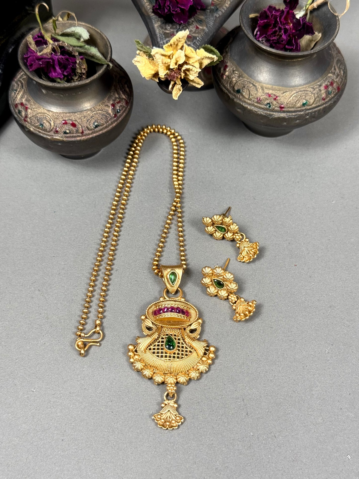 Rajwadi Brass Pendant set