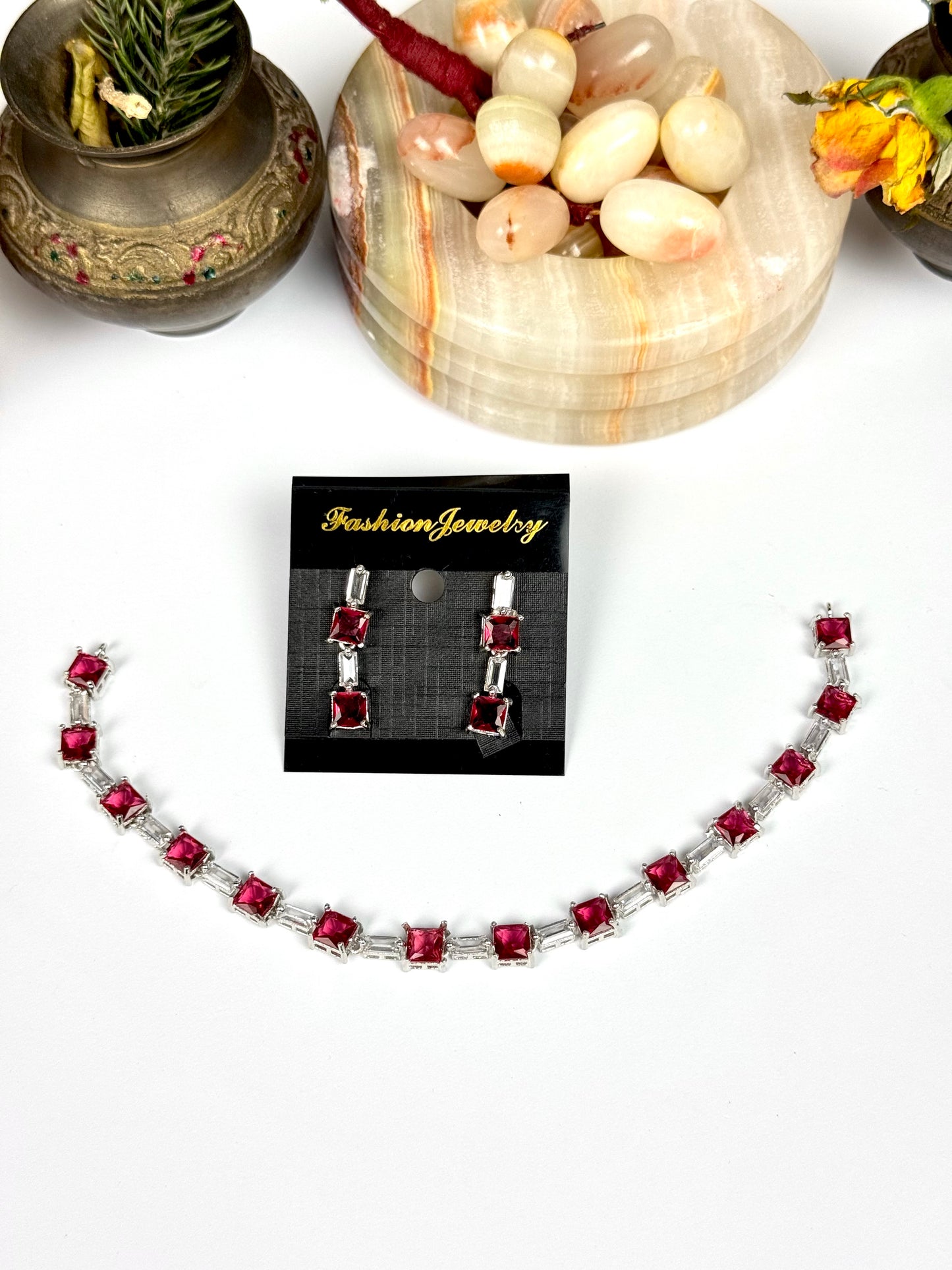 American Diamond 1 kart Necklace Set