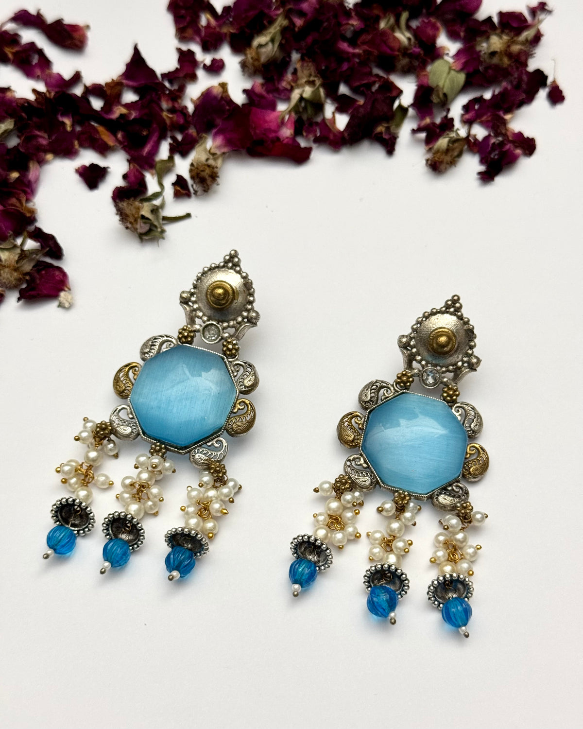Premium oxidised Brass made Dual tone designer Earrings