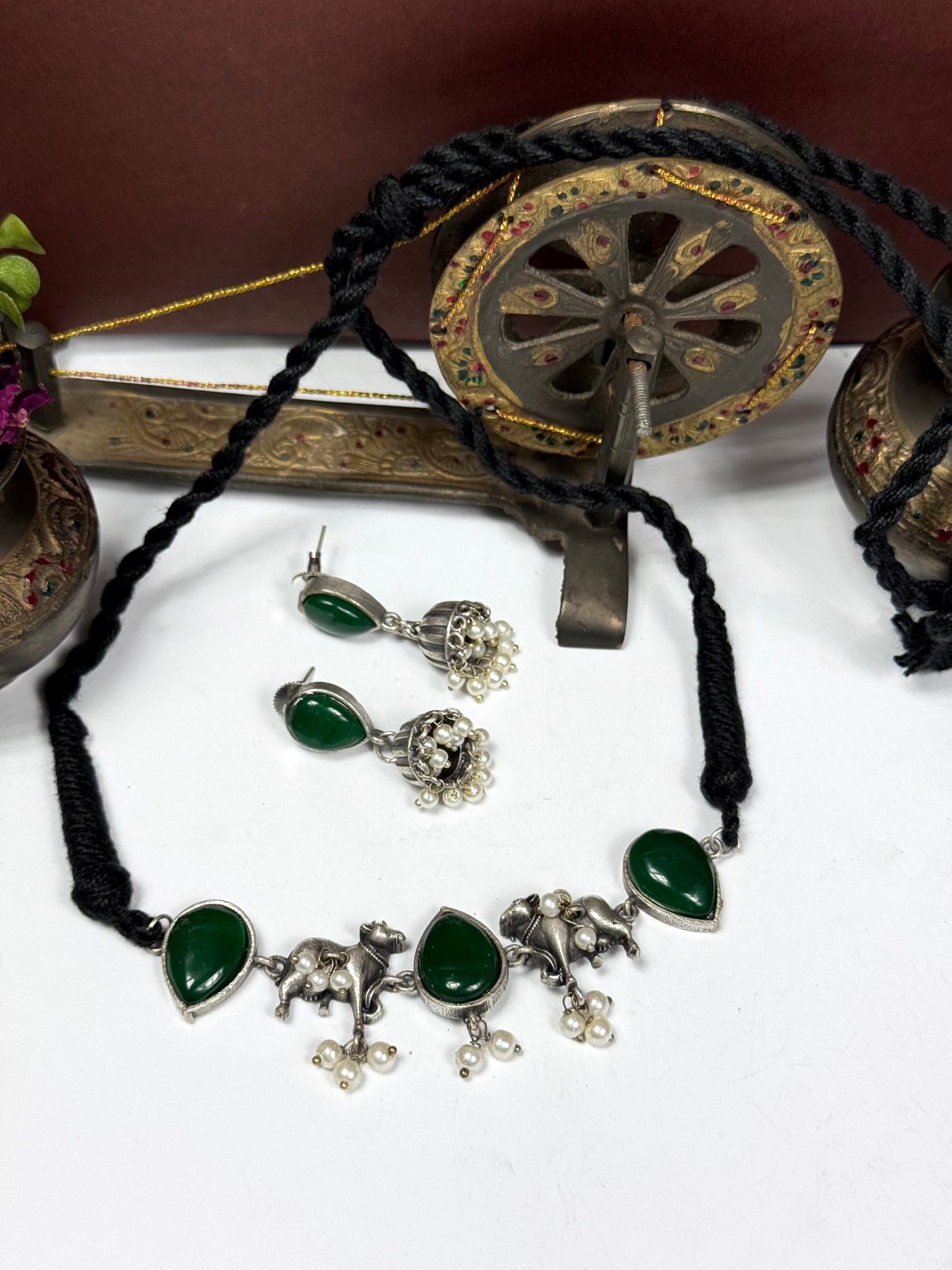 Premium Oxidised Choker set brass made