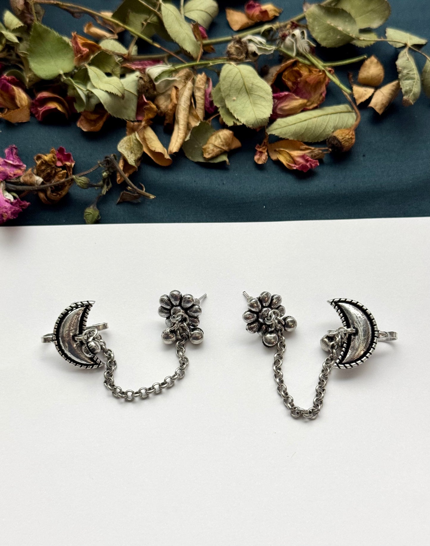 Premium oxidised Half Moon Earcufs
