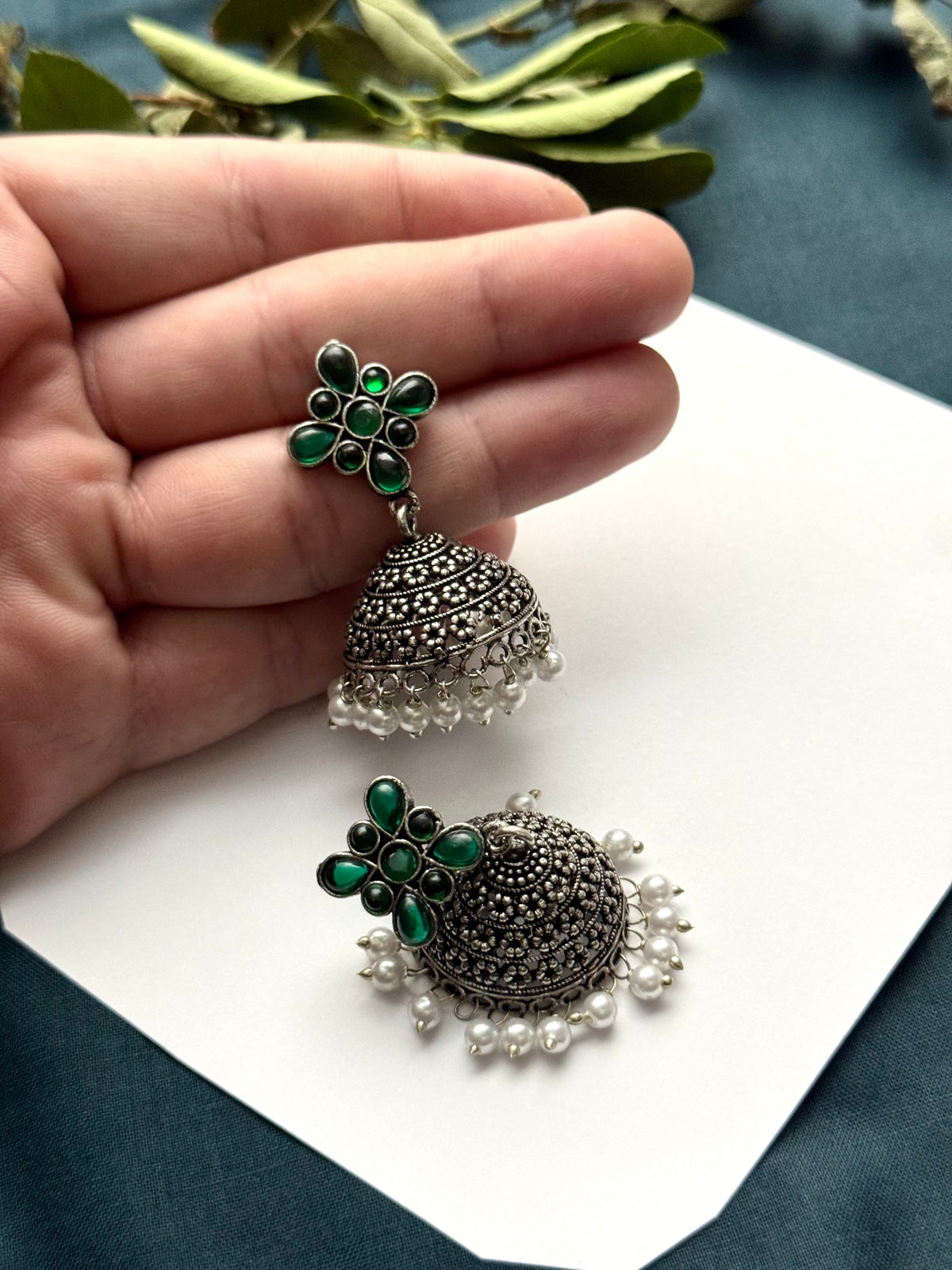 Premium Brass made oxidised jhumka