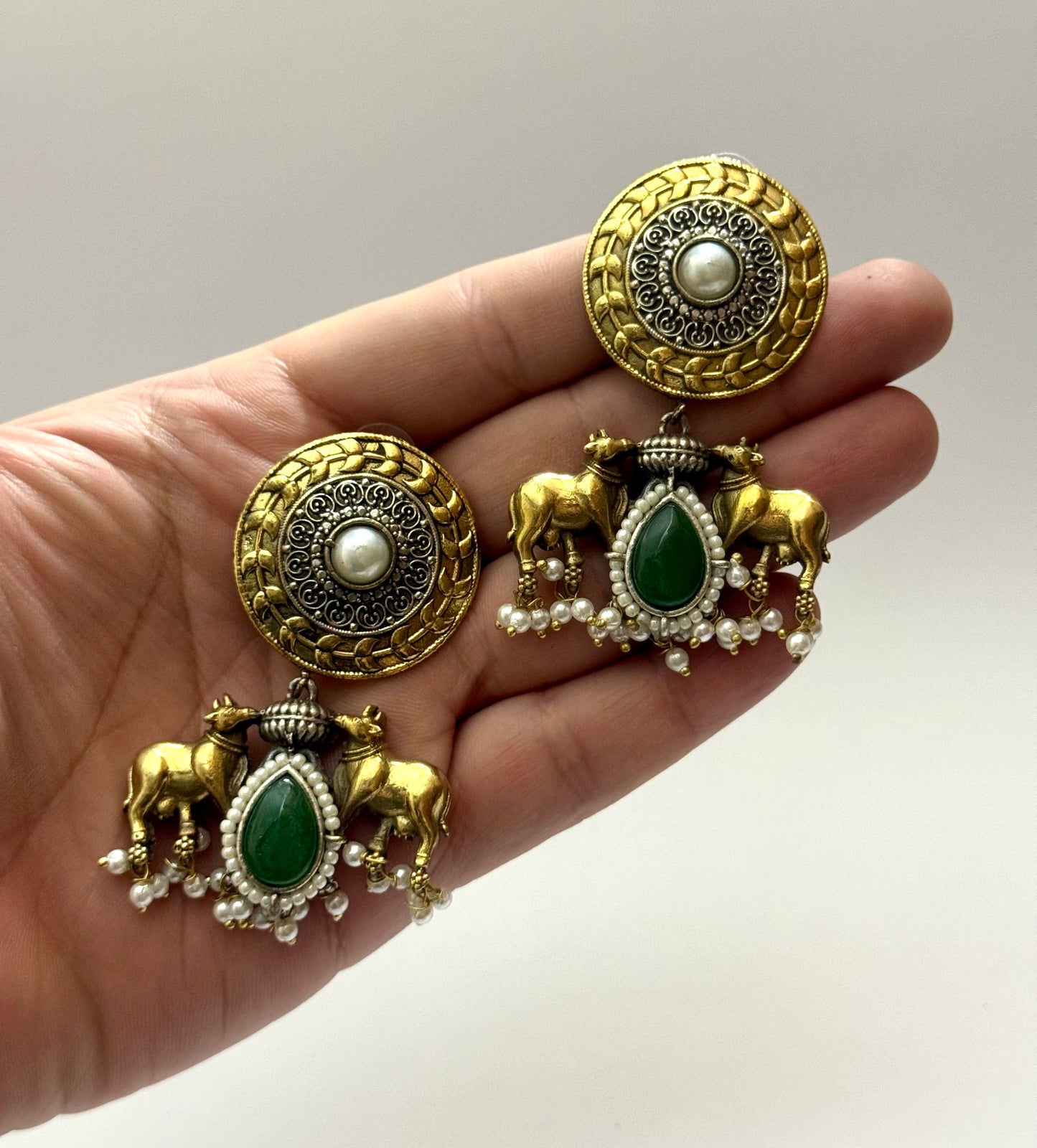 Premium Brass made Dual tone oxidised Earrings