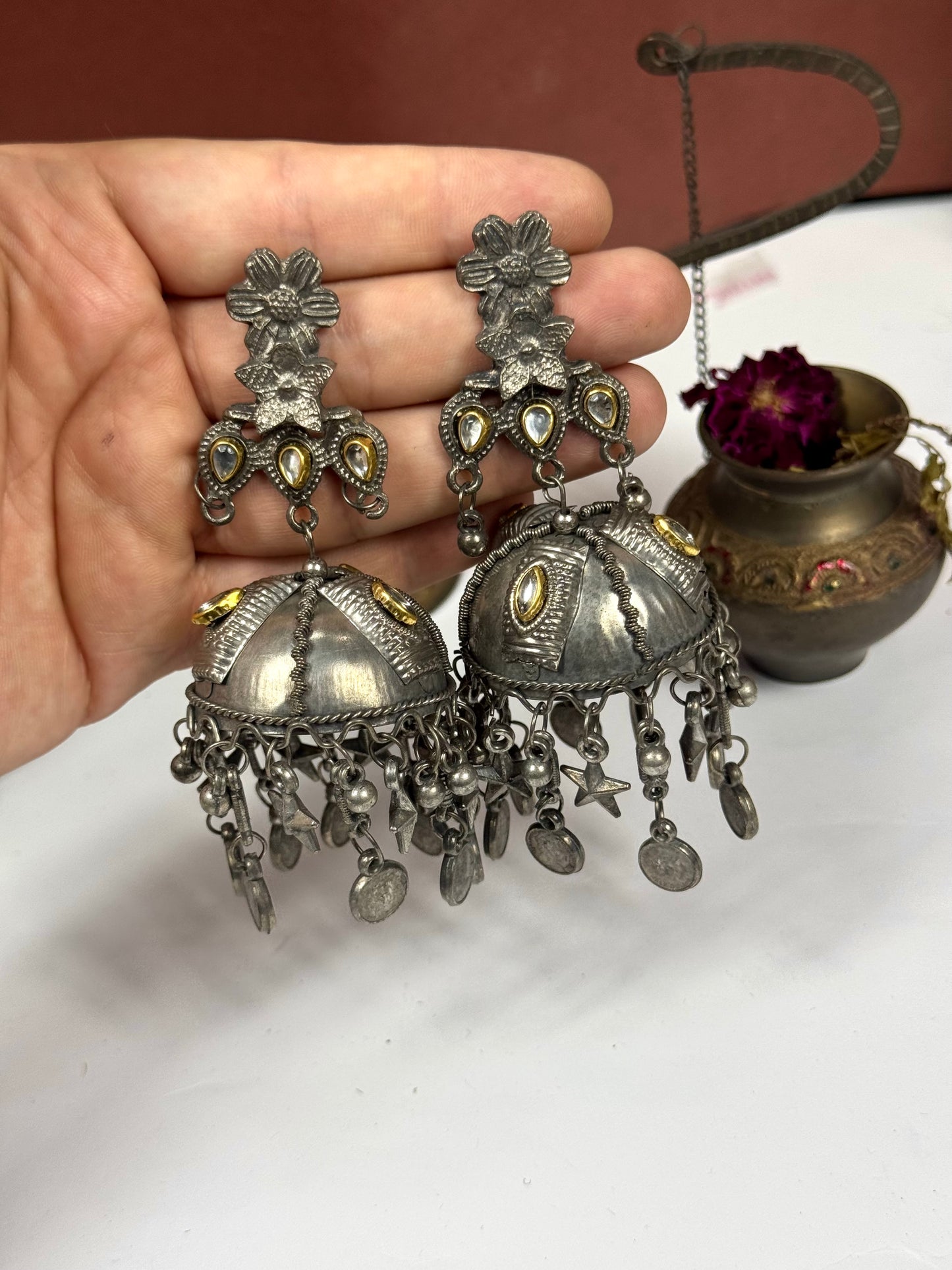 Oxidised kajol Jhumka
