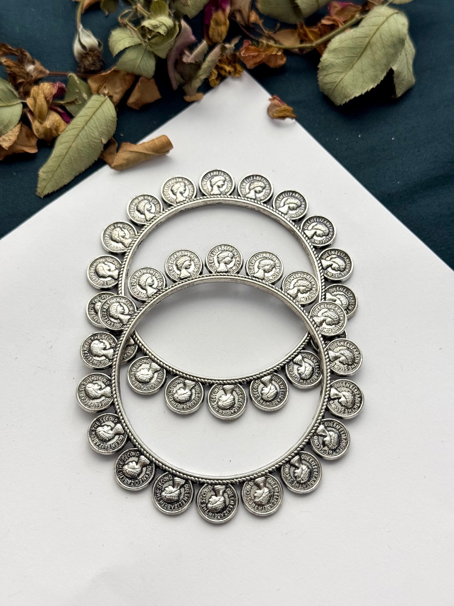 Oxidised Pound Bangle pair size 2.6 standard