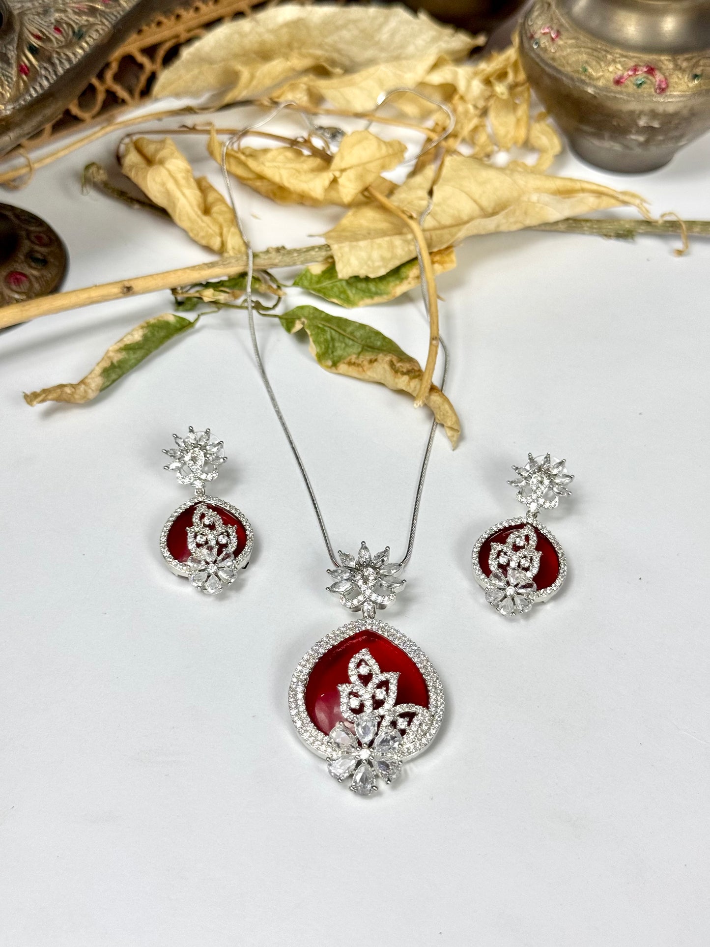 American Diamond 1 karat Pendant set