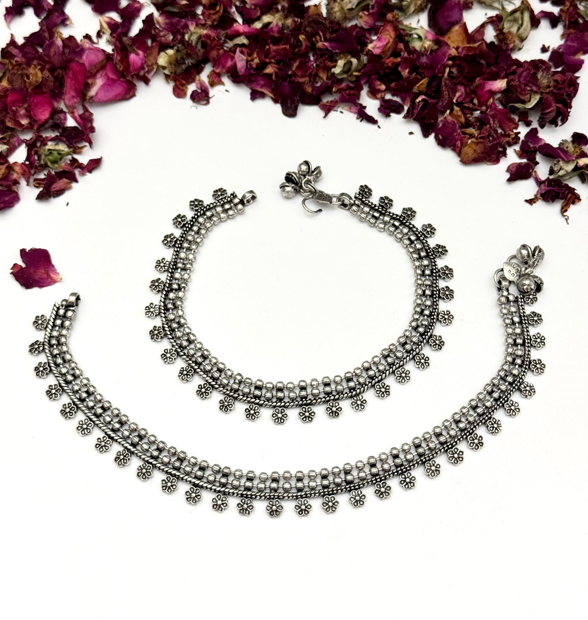 Premium German Silver Oxidised payal pair