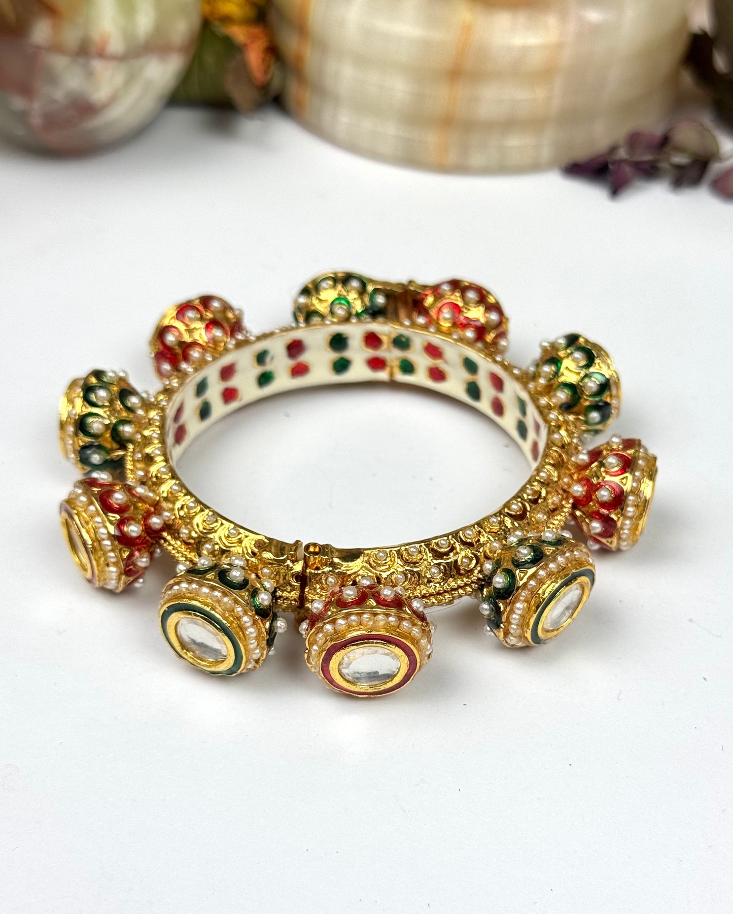 Rajwadi Navratana Kundn Openable Bangle