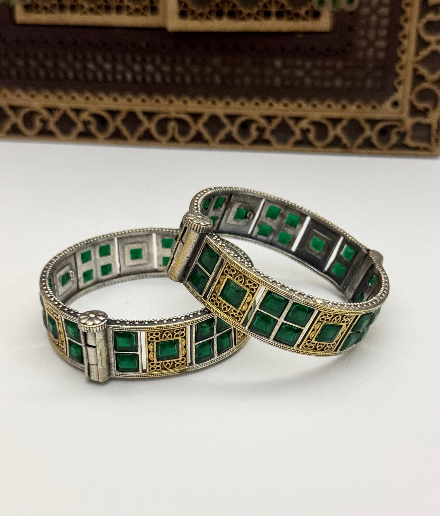 Premium brass made oxidised openable Bangles pair ( size standard 2.6)