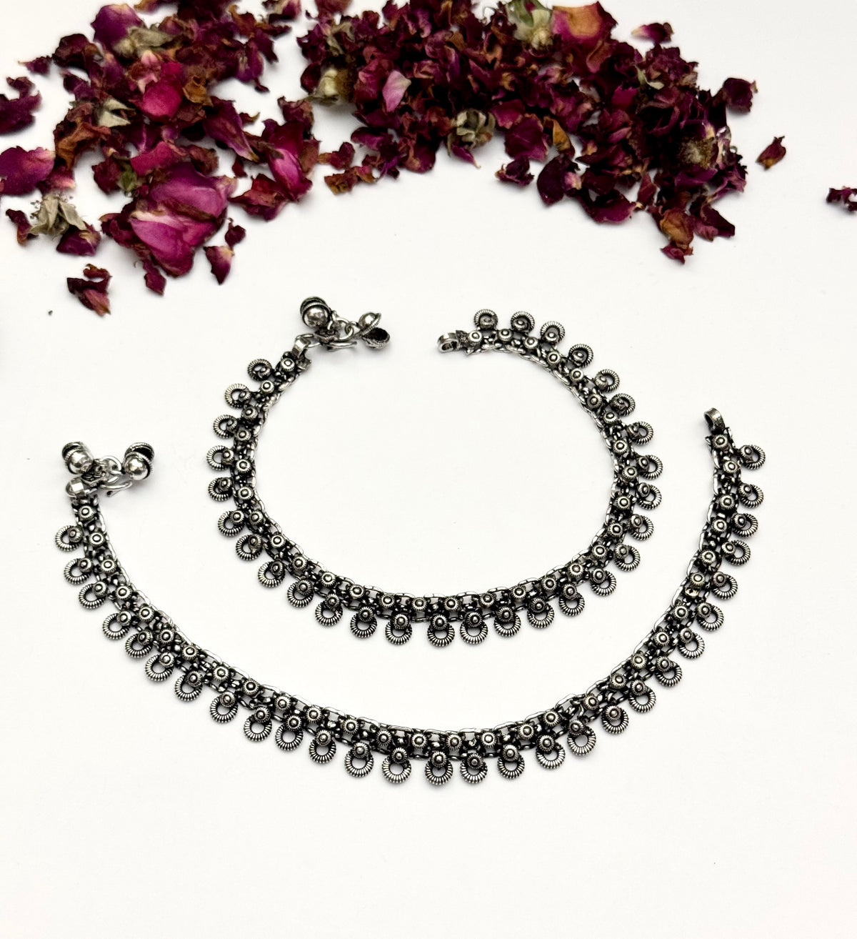 Premium German Silver oxidised pazaib pair