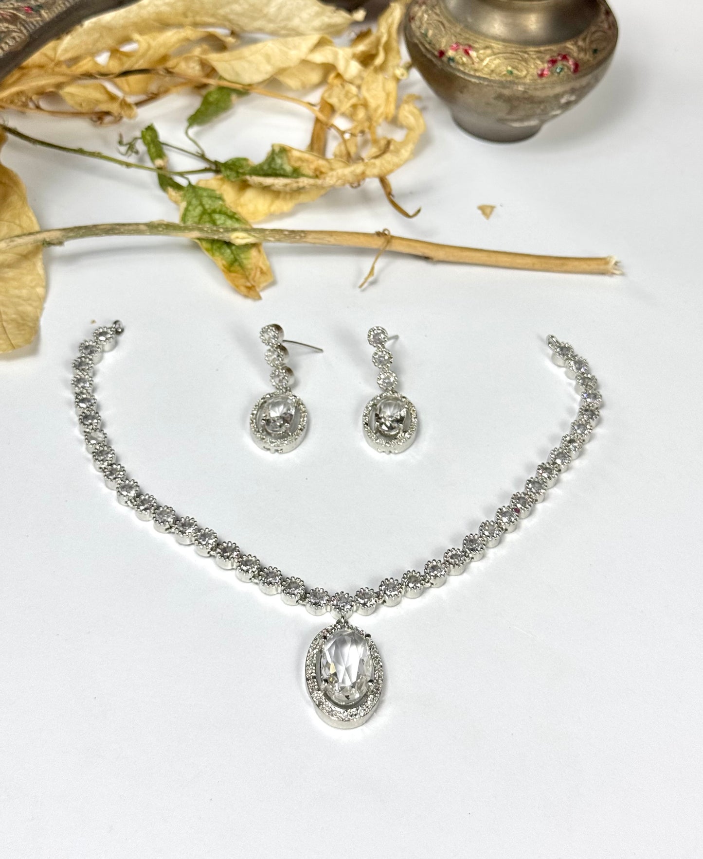 American Diamond 1 karat necklace Set