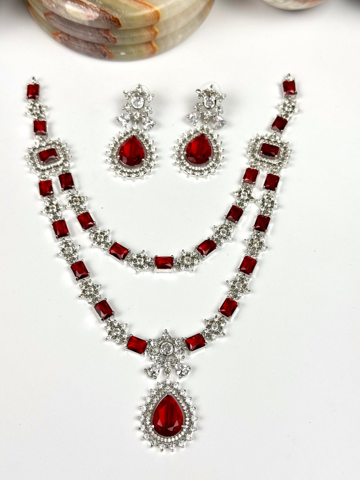 American Diamond 1karat Long Necklace Set