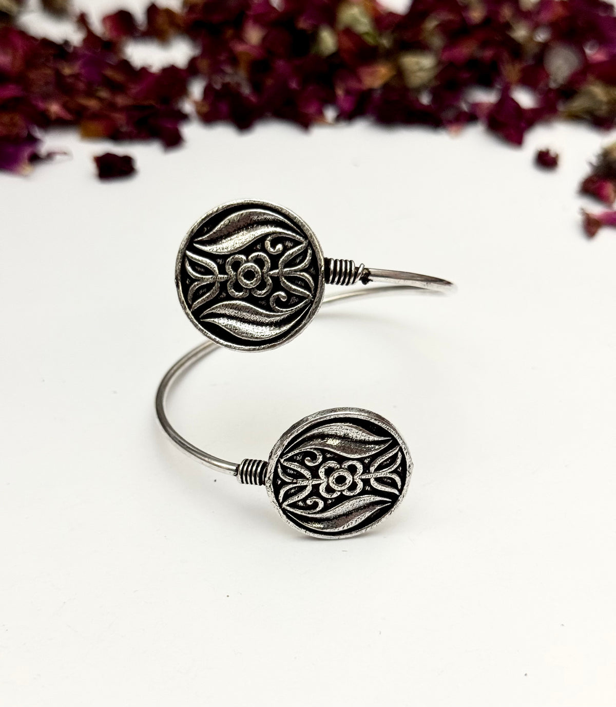 German Silver Oxidised Adjustable Bangle