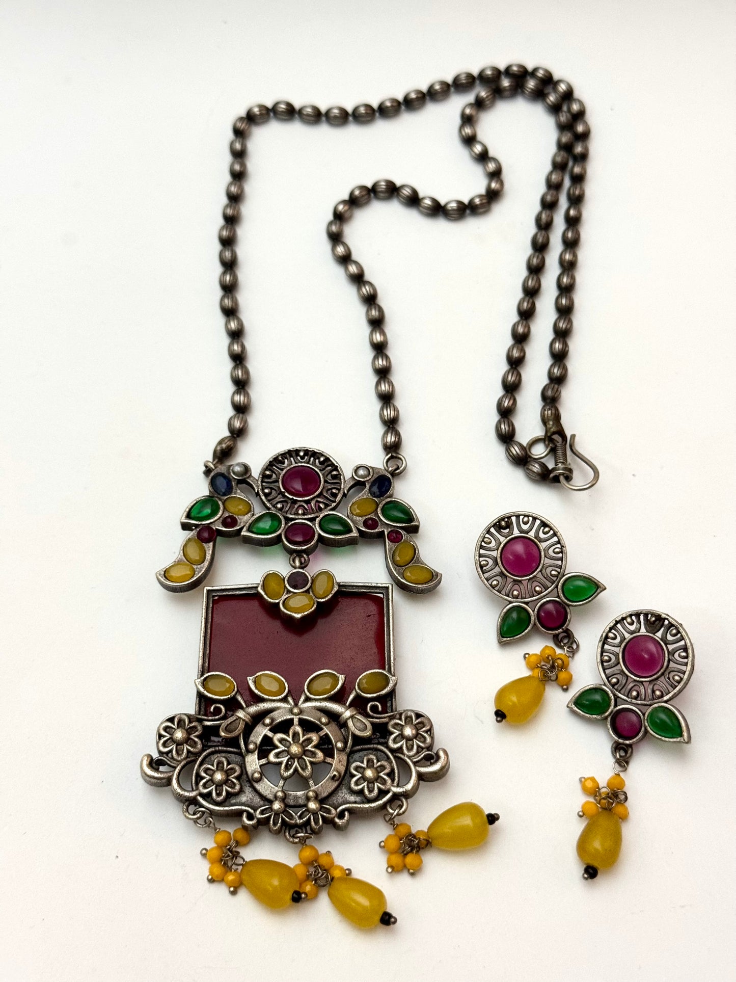 Premium Oxidised Khushi Brass made set
