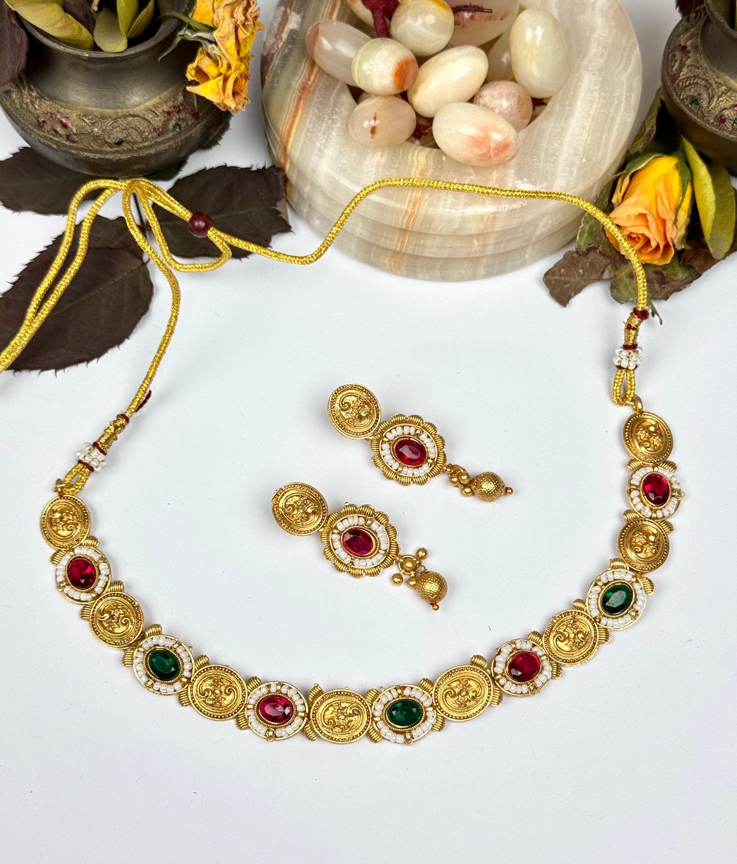 Rajwadi Gulab Necklace set