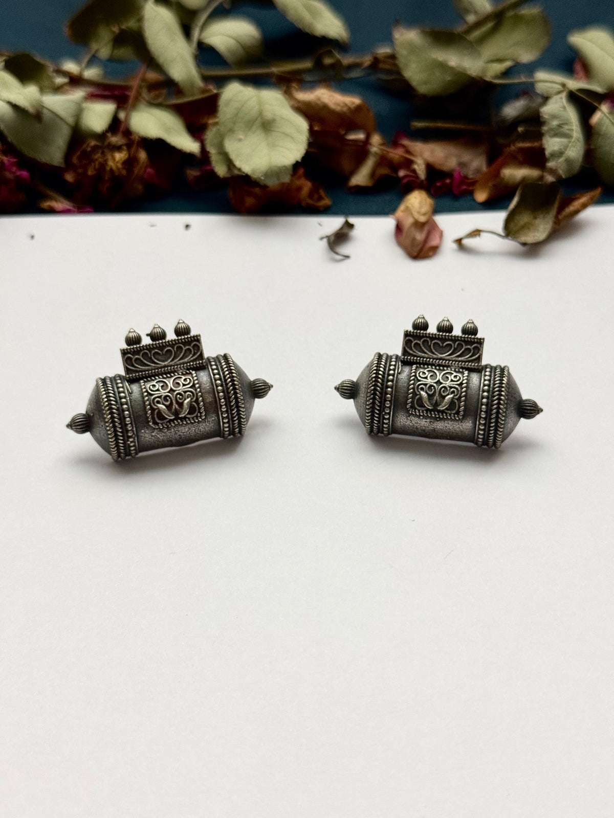 Premium Brass made Oxidised Dholki Earrings