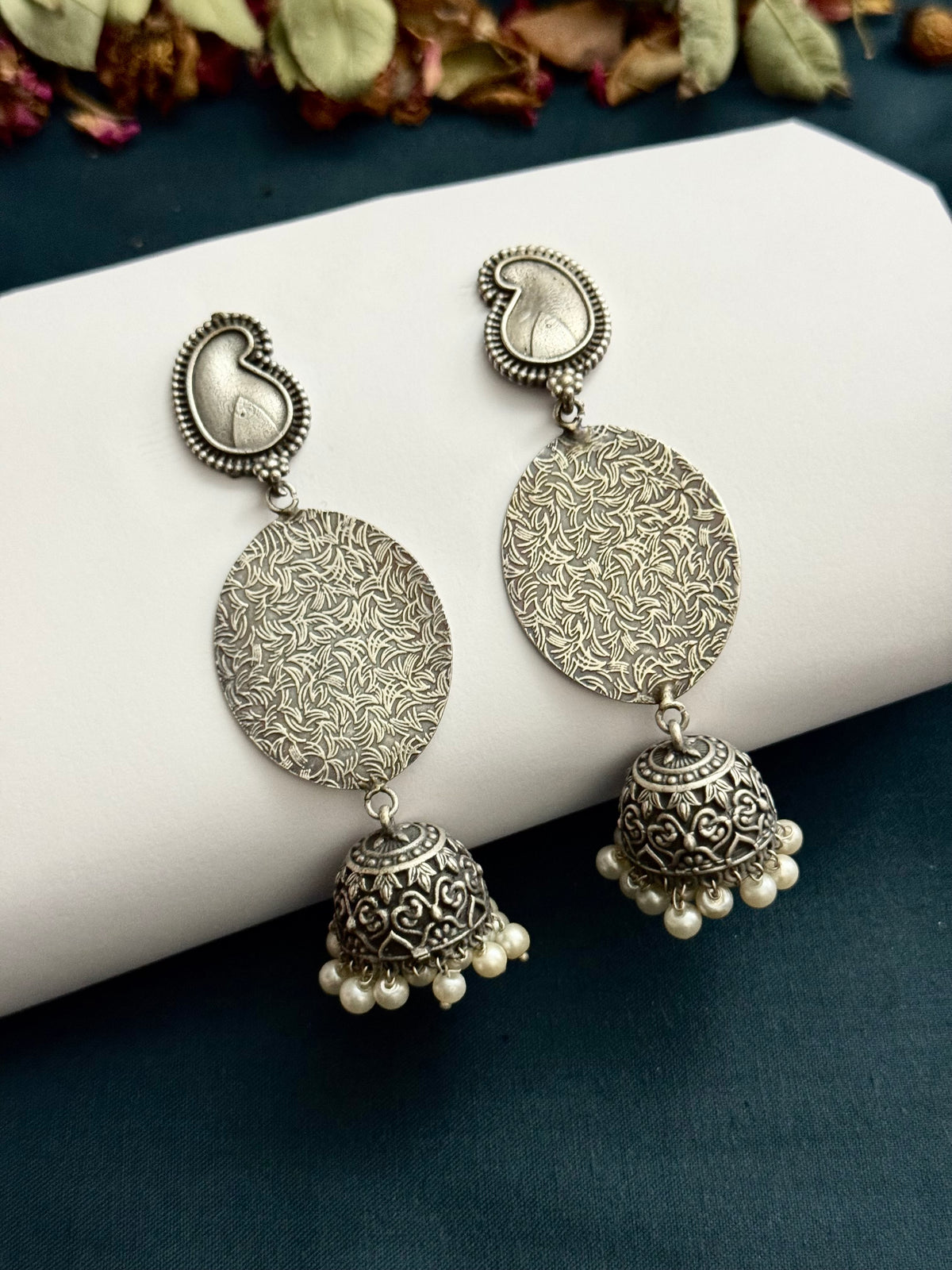 Premium Brass made Oxidised Eshal Jhumka