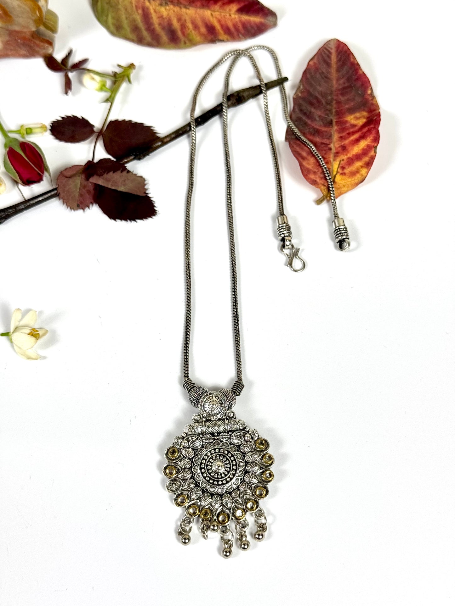 Oxidised Nagina Pendant