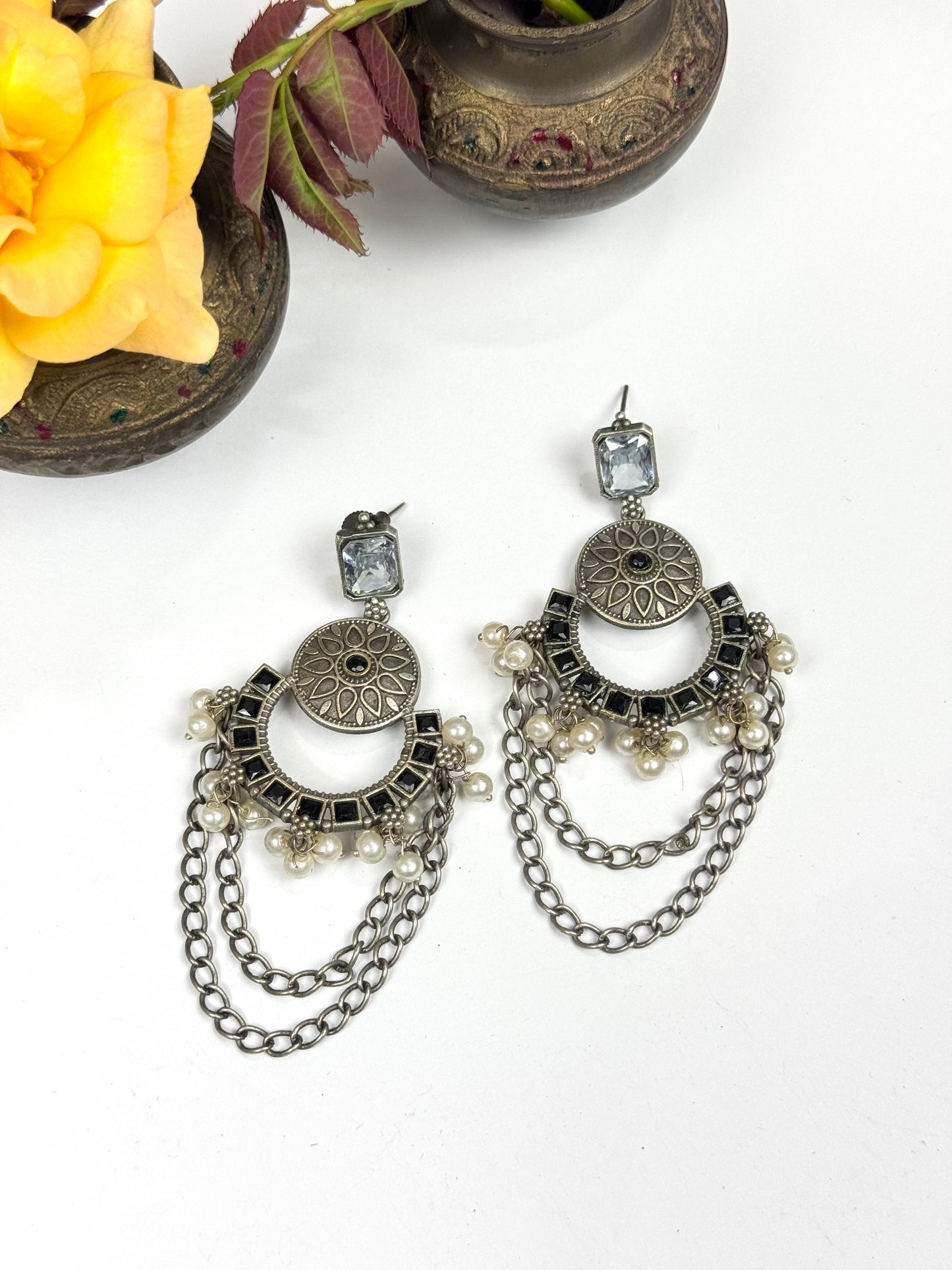 Premium Oxidised Brass Made Earrings