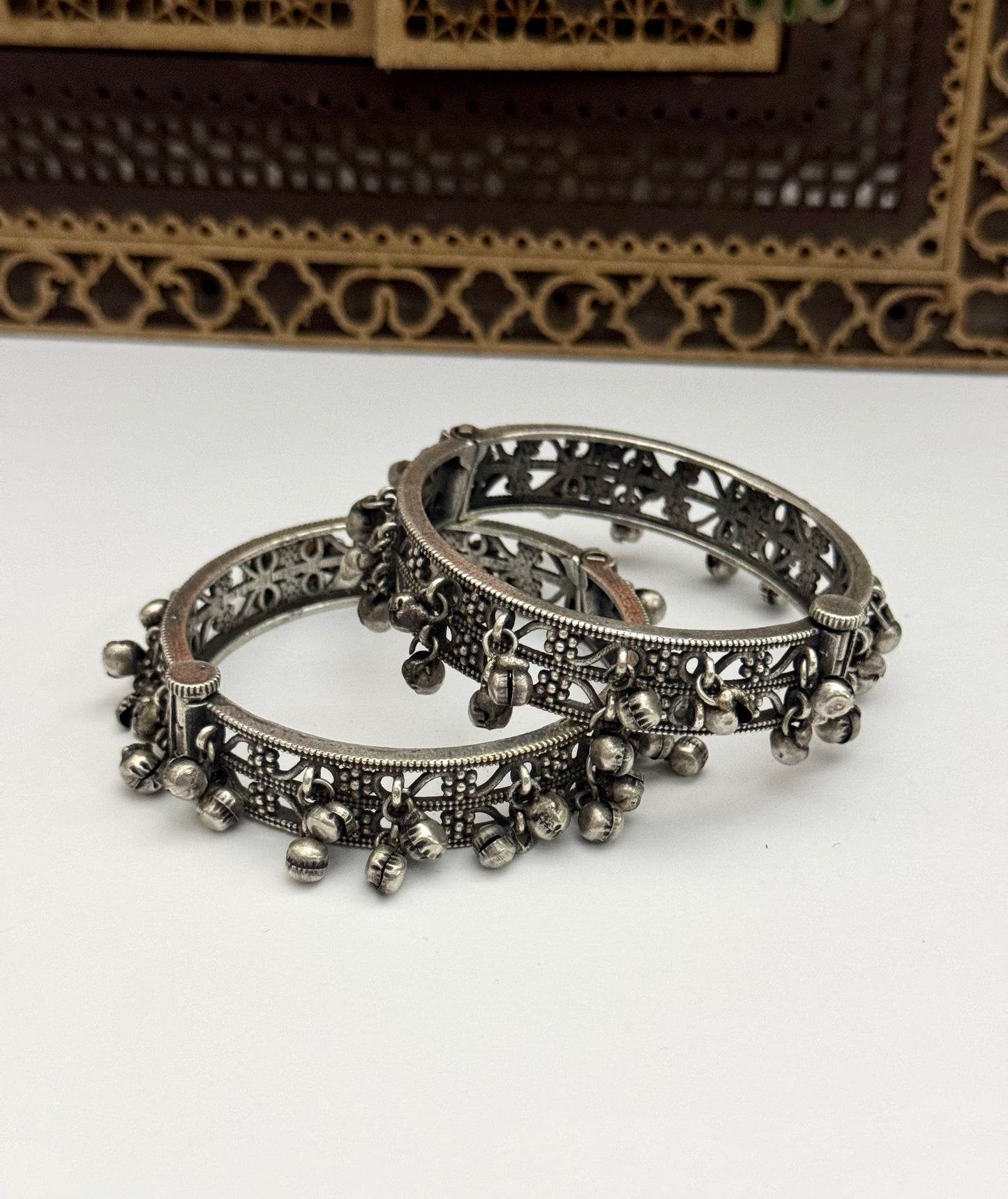 Premium Brass made oxidised openable Bangles pair ( size standard 2.6)