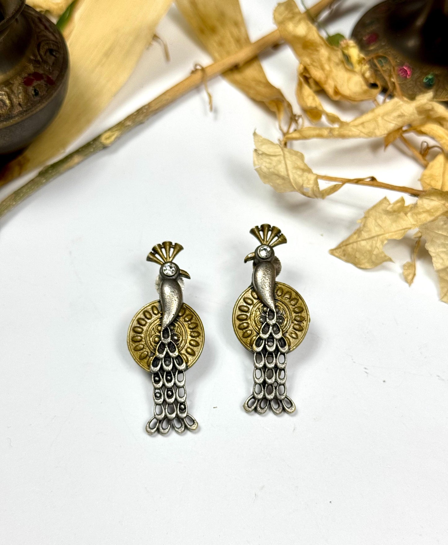 Oxidised Bird Earrings