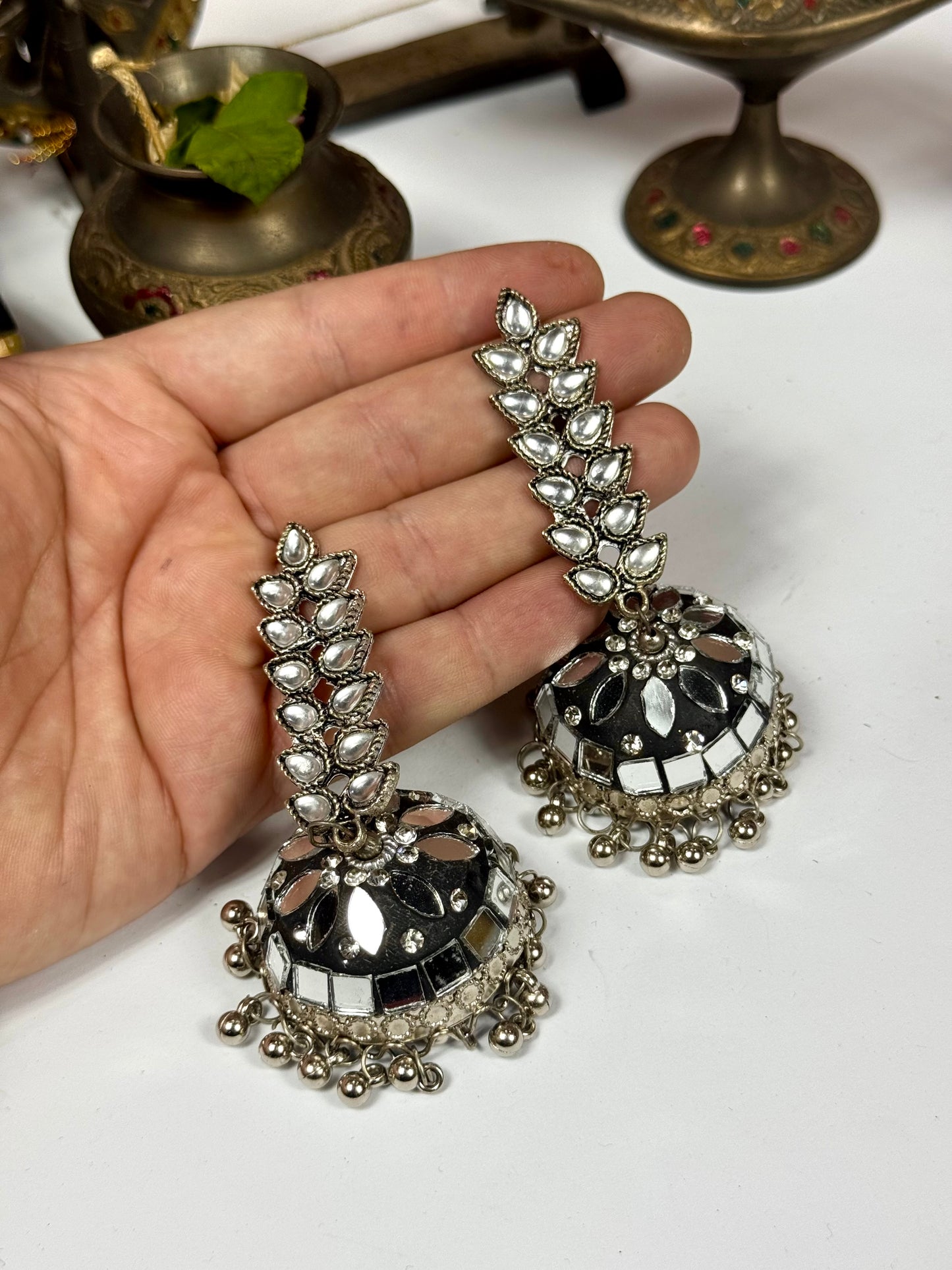 Oxidised Meena Jhumka