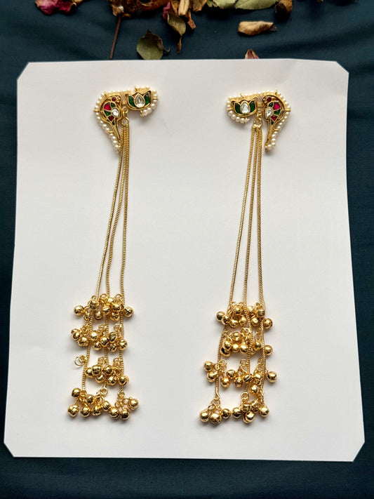 Kashmiri Brass Made Long Earrings