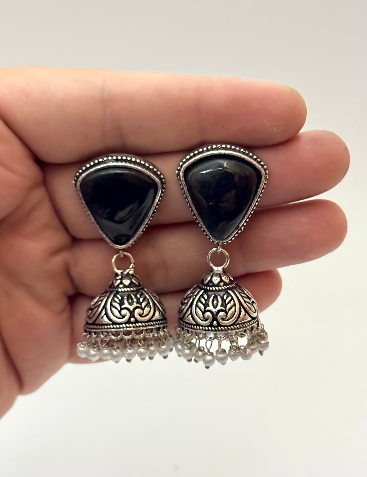 Premium brass made oxidised Jhumka