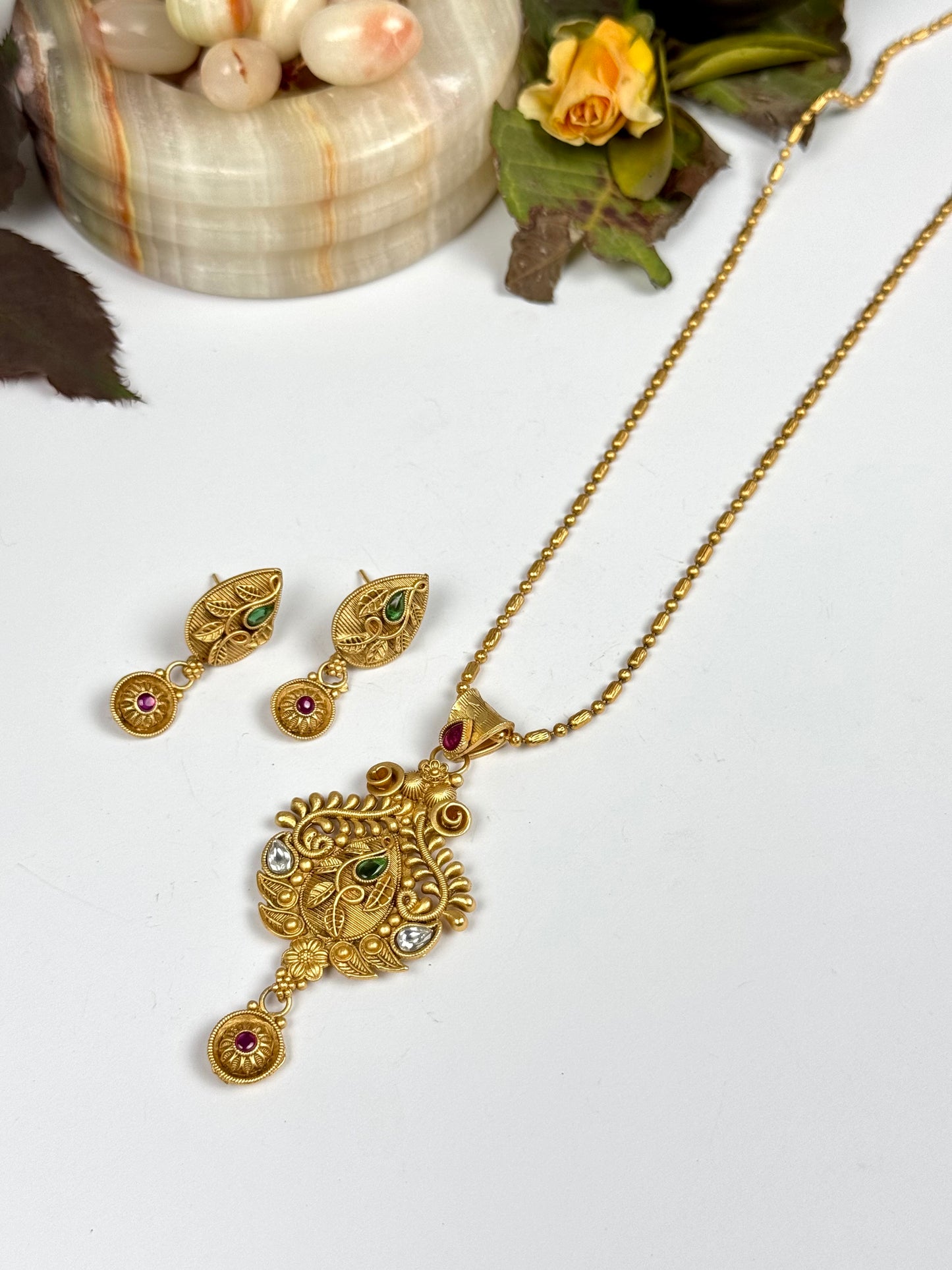 Rajwadi Brass Pendant set