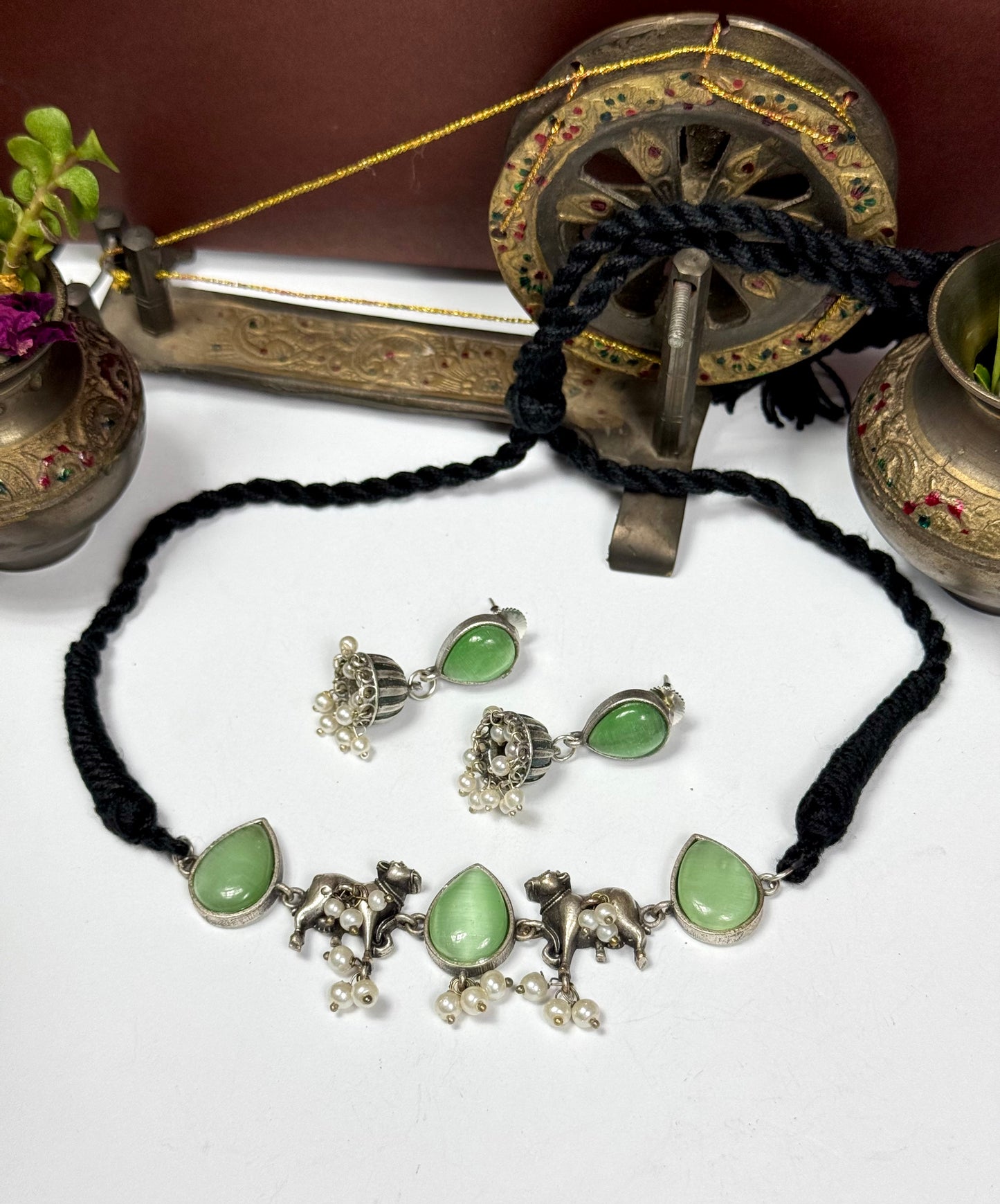 Premium Oxidised Choker set brass made