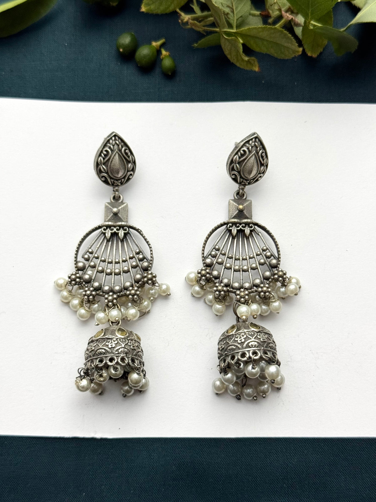 Brass made premium oxidised Jhumkas