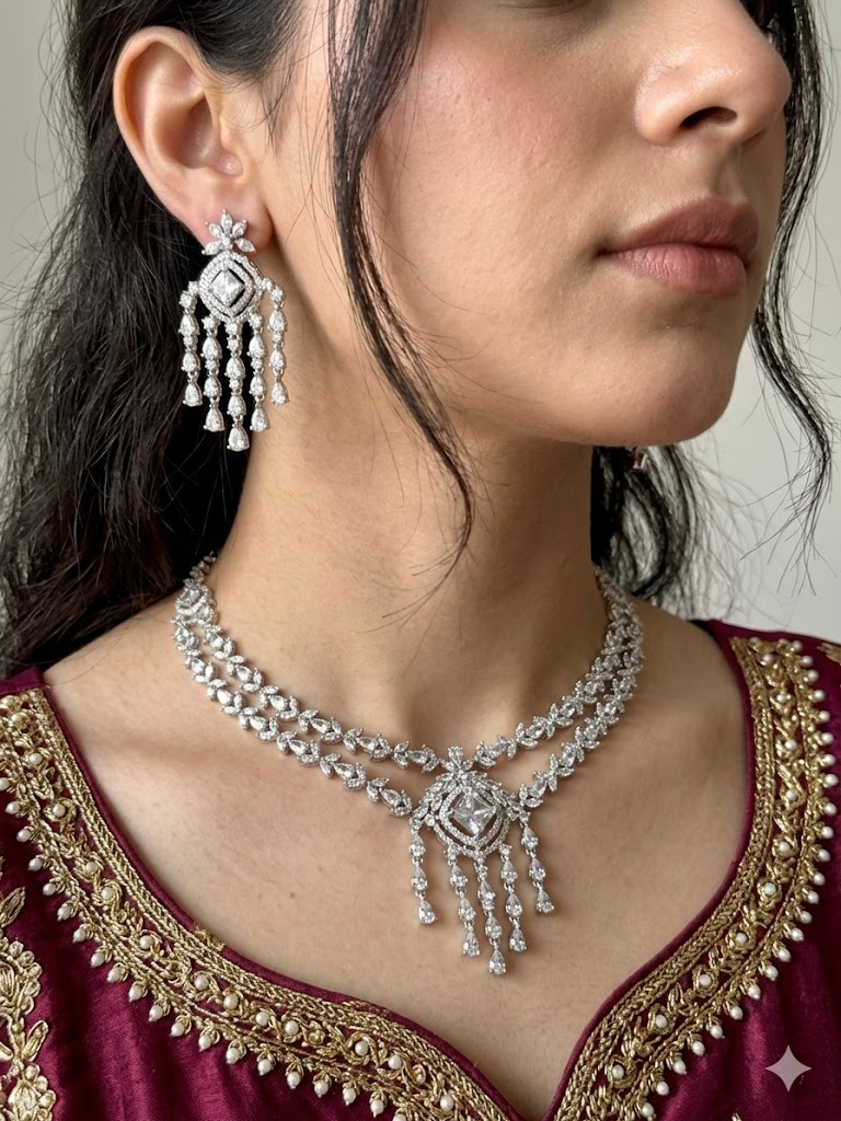 American Diamond 1karat Mala Set
